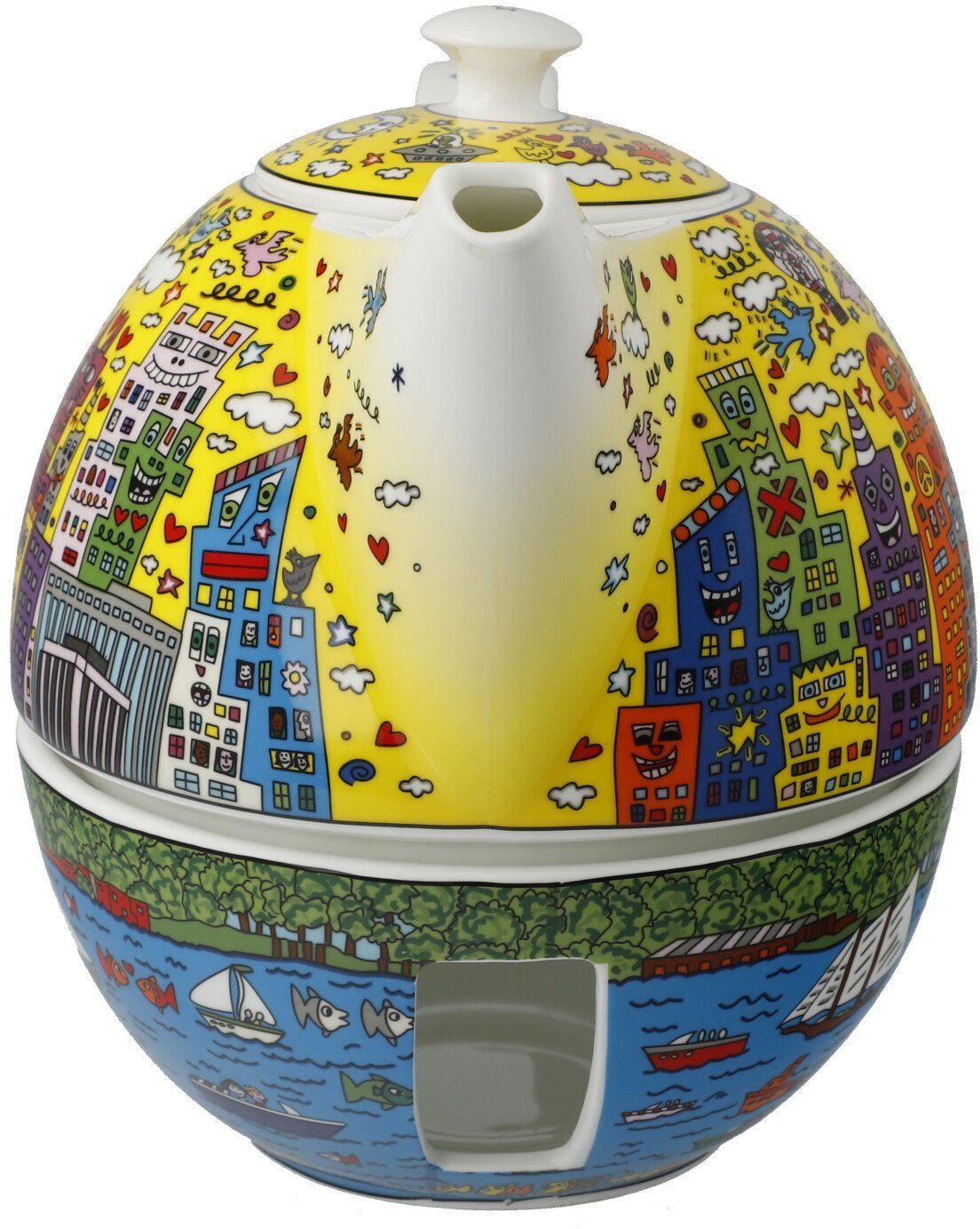 Goebel Theepot Rizzi met theelicht, pop art, james rizzi - mijn new york city zonsondergang