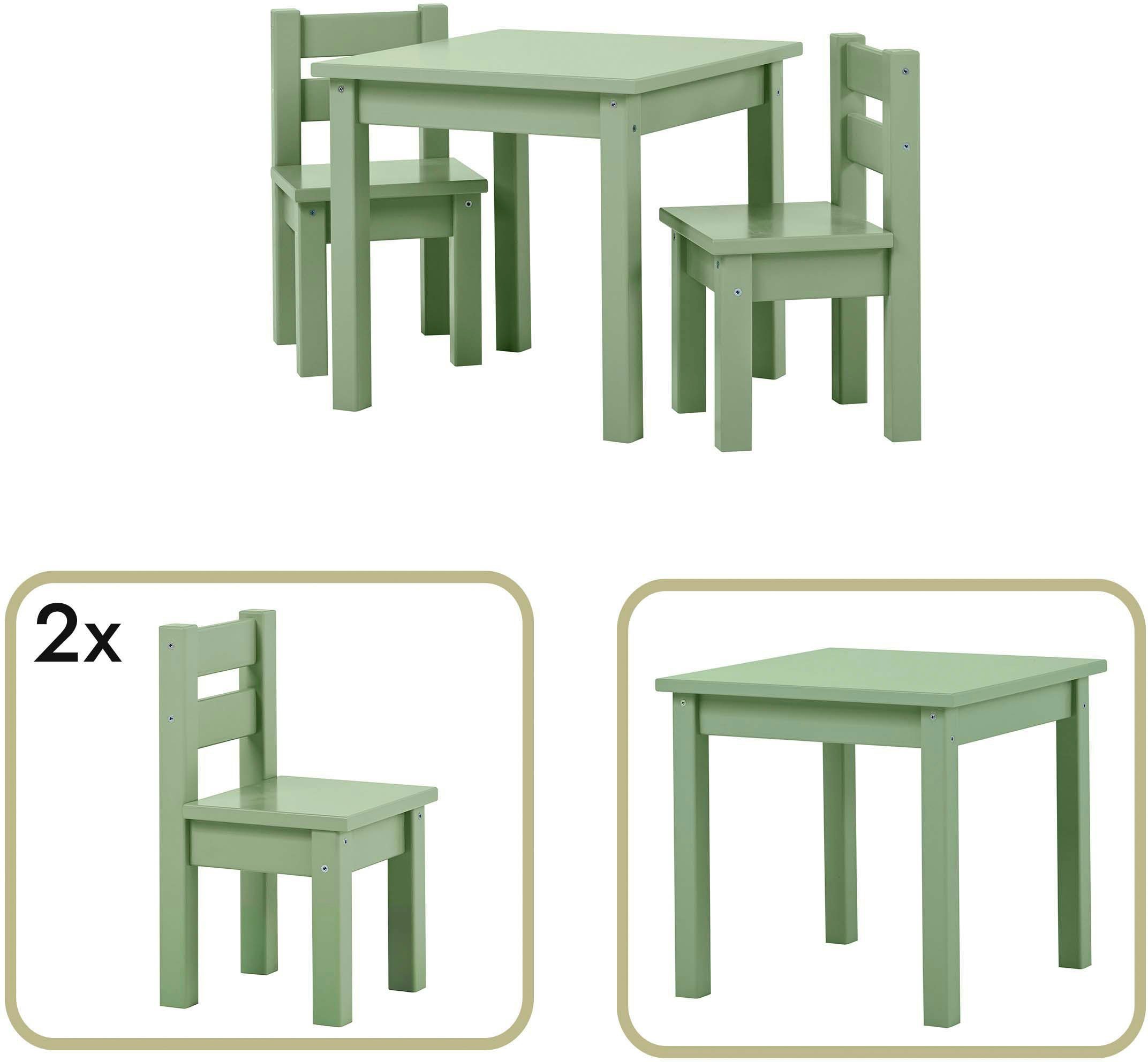 Hoppekids Kinderzithoek MADS kinderzithoek in vele kleuren, met twee stoelen (set, 3-delig)