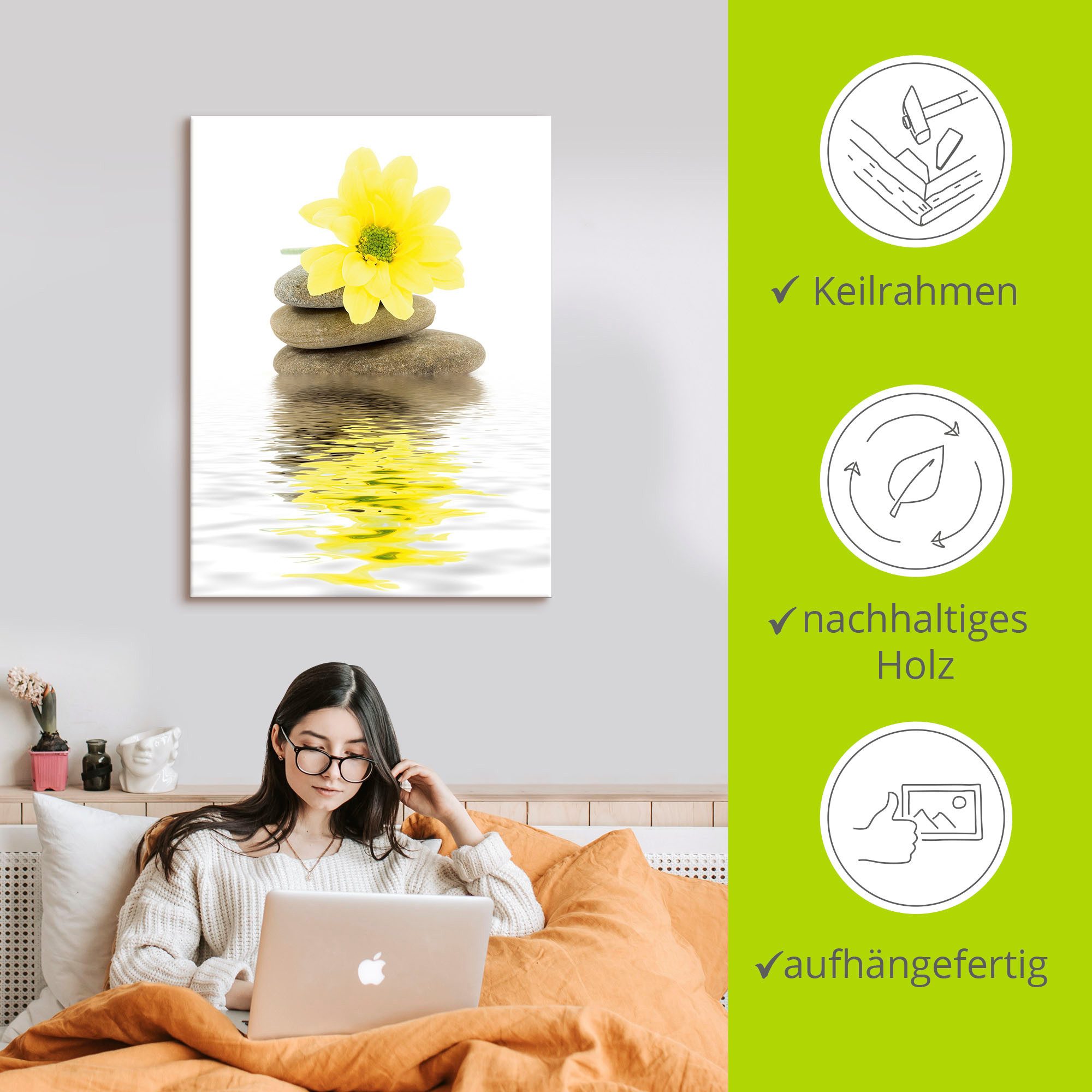 Artland Artprint Zen Spa stenen met bloemen II als artprint van aluminium, artprint voor buiten, artprint op linnen, poster in verschillende maten. maten