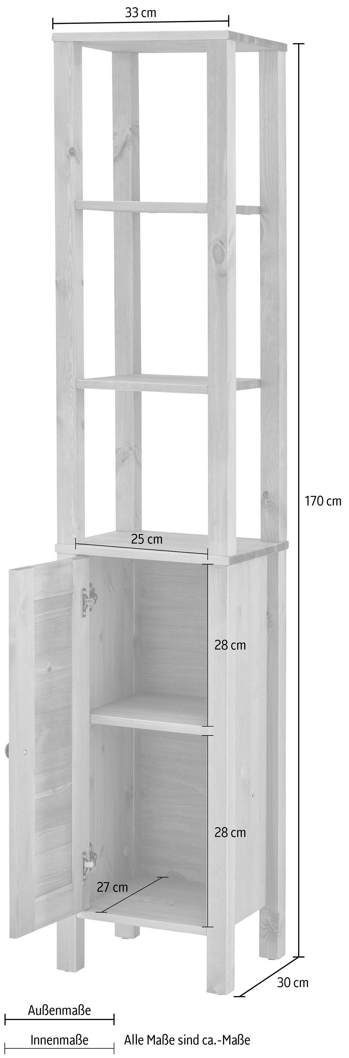 Home affaire Hoge kast Ayanna Badkast van massief hout, FSC®, breedte 33 cm, hoogte 170 cm