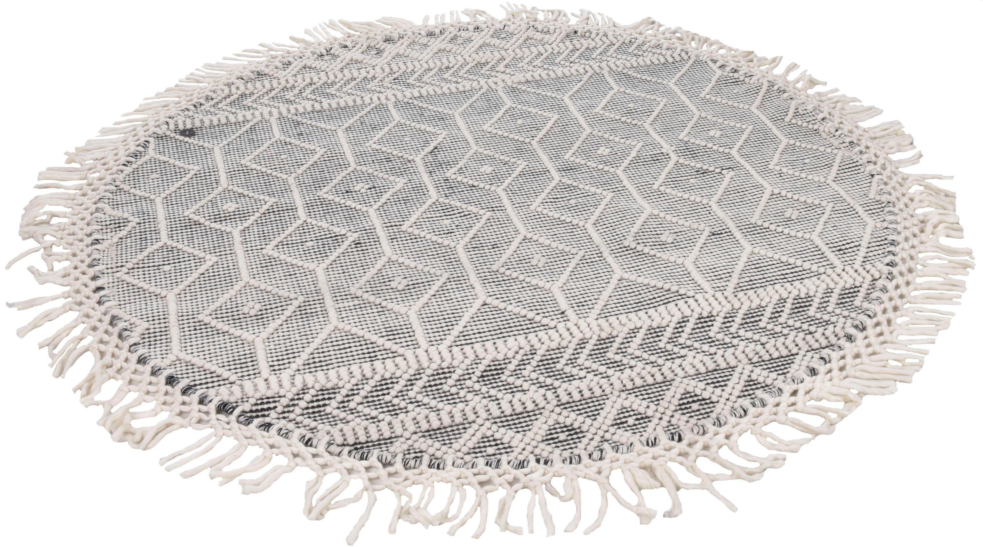 TOM TAILOR HOME Vloerkleed Coloured Macrame Handgeweven vloerkleed, zuivere wol, met de hand geweven, met franje, Scandi design