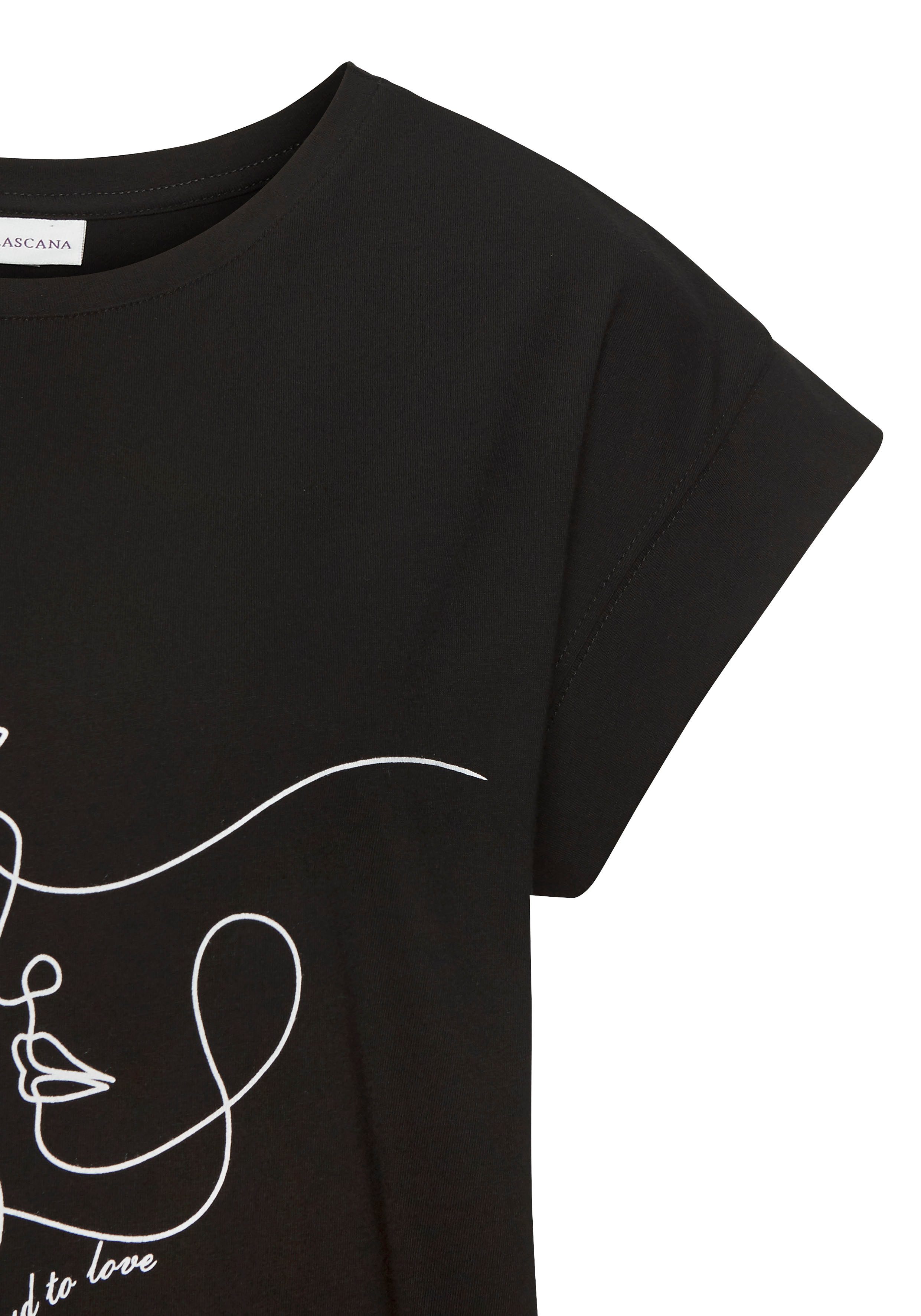 Lascana Shirt met korte mouwen met frontprint, t-shirt van katoen, printshirt, basic