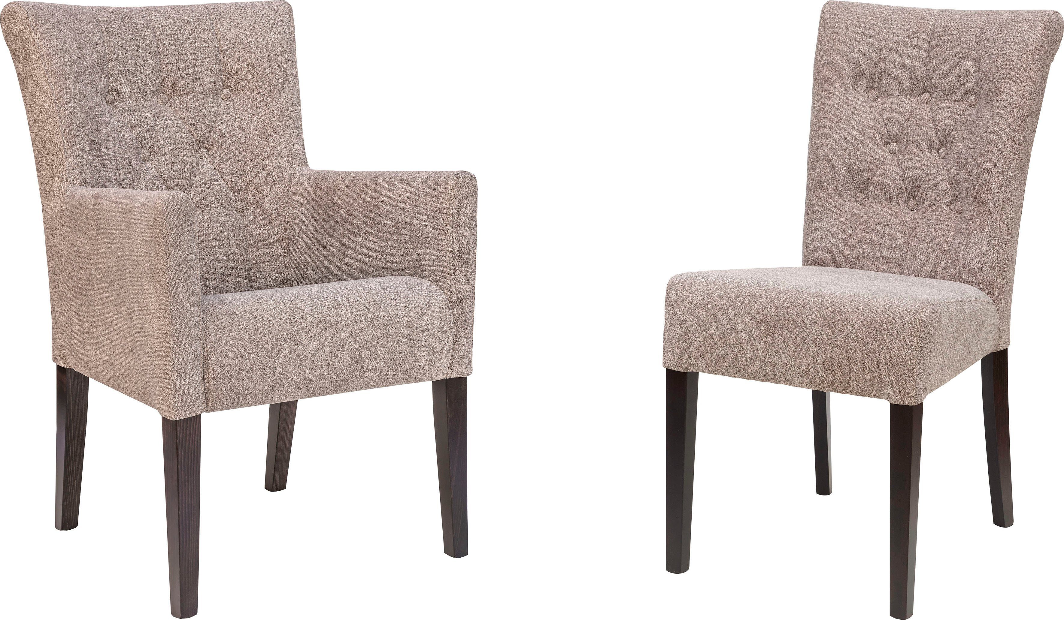 Home affaire Eetkamerstoel Queen BESTSELLER Gestoffeerde stoel met knoopdetails, set van 2, 4 of 6
