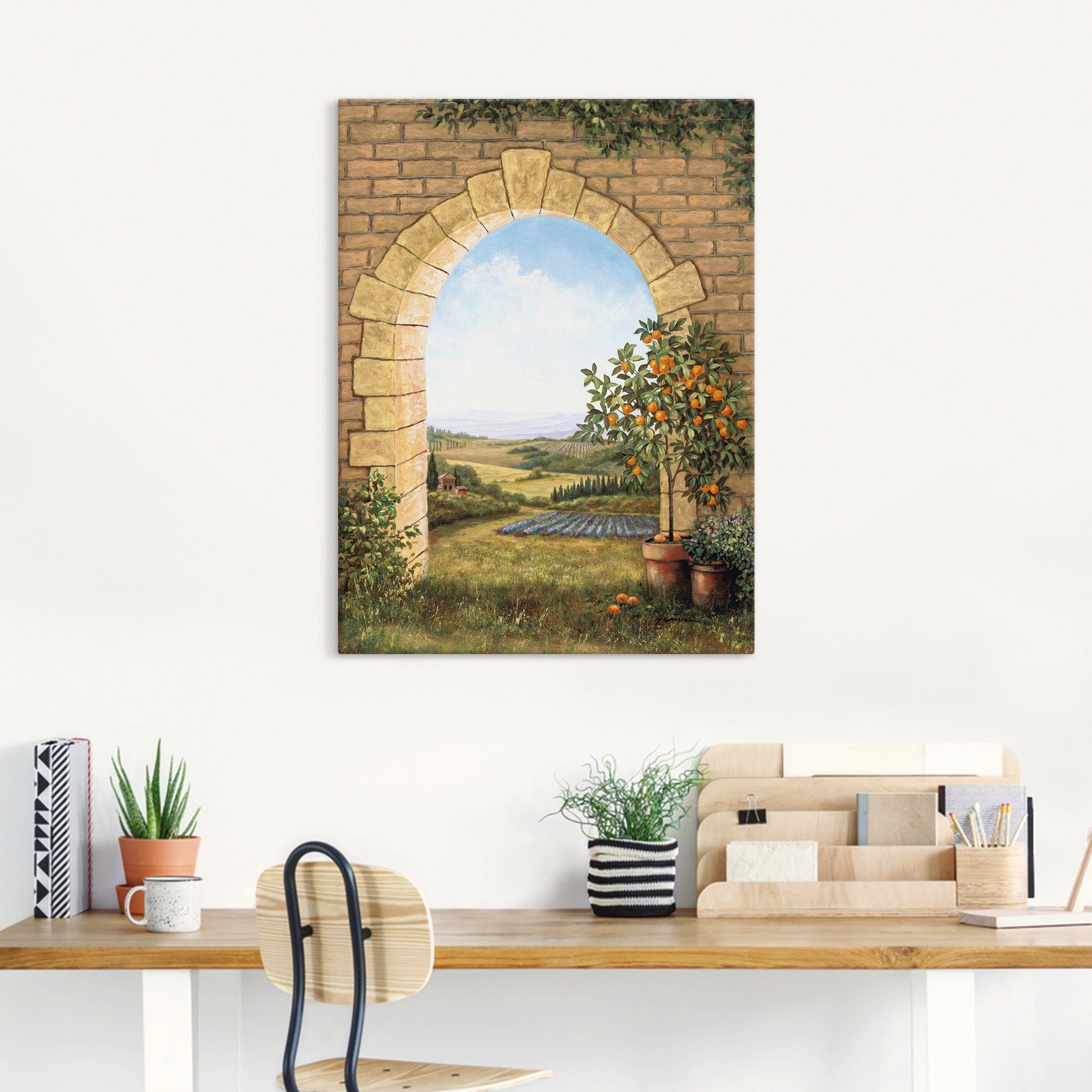 Artland Artprint Sinaasappelboompje voor de boog als artprint van aluminium, artprint voor buiten, artprint op linnen, poster, muursticker