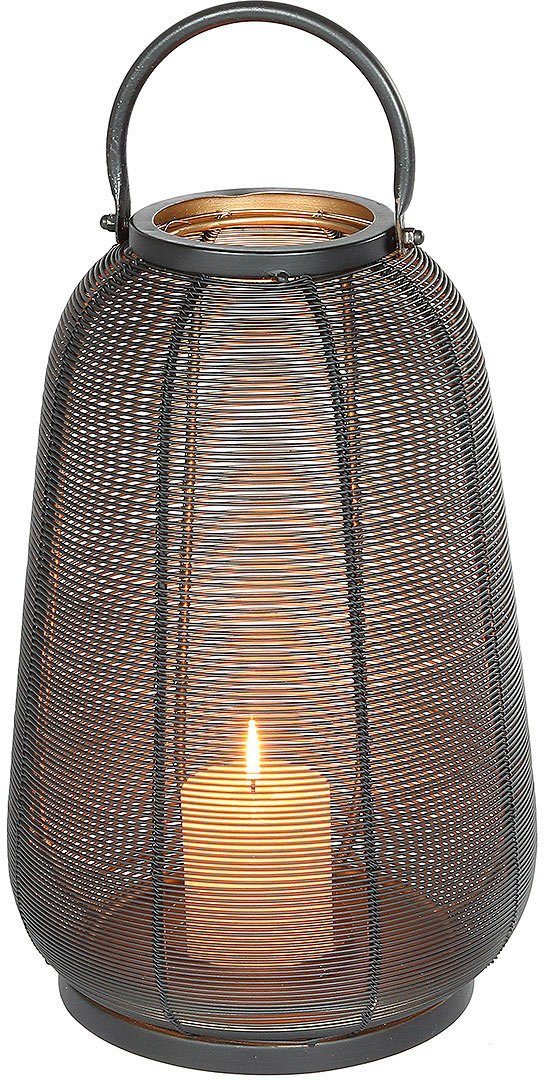 Ambiente Haus Lantaarn met kaars Windlicht aus Metall, Schwarz (H) 46 cm (1 stuk)