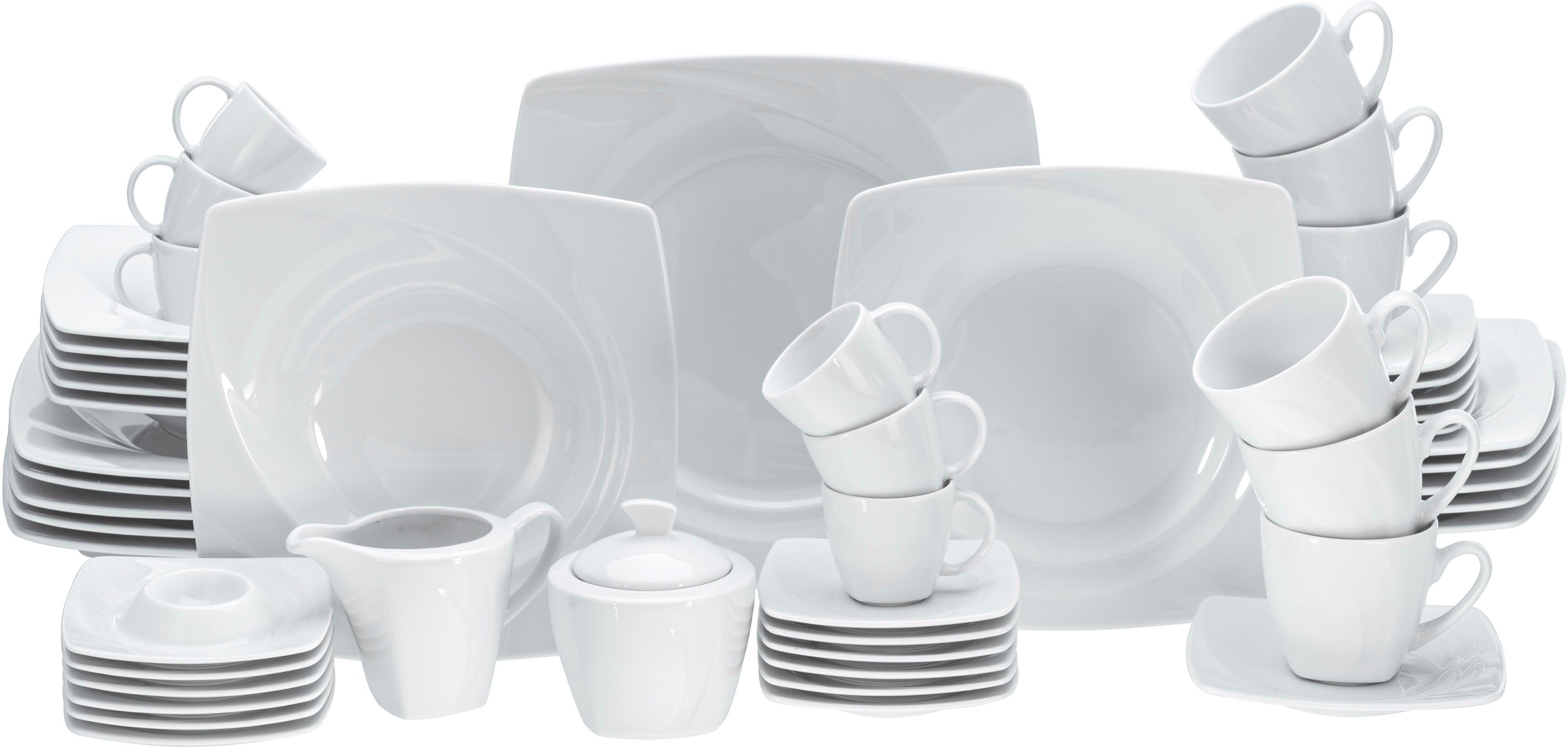 CreaTable Combi-servies Celebration Servies, wit, buitengewone geometrie, 50 delen, voor 6...