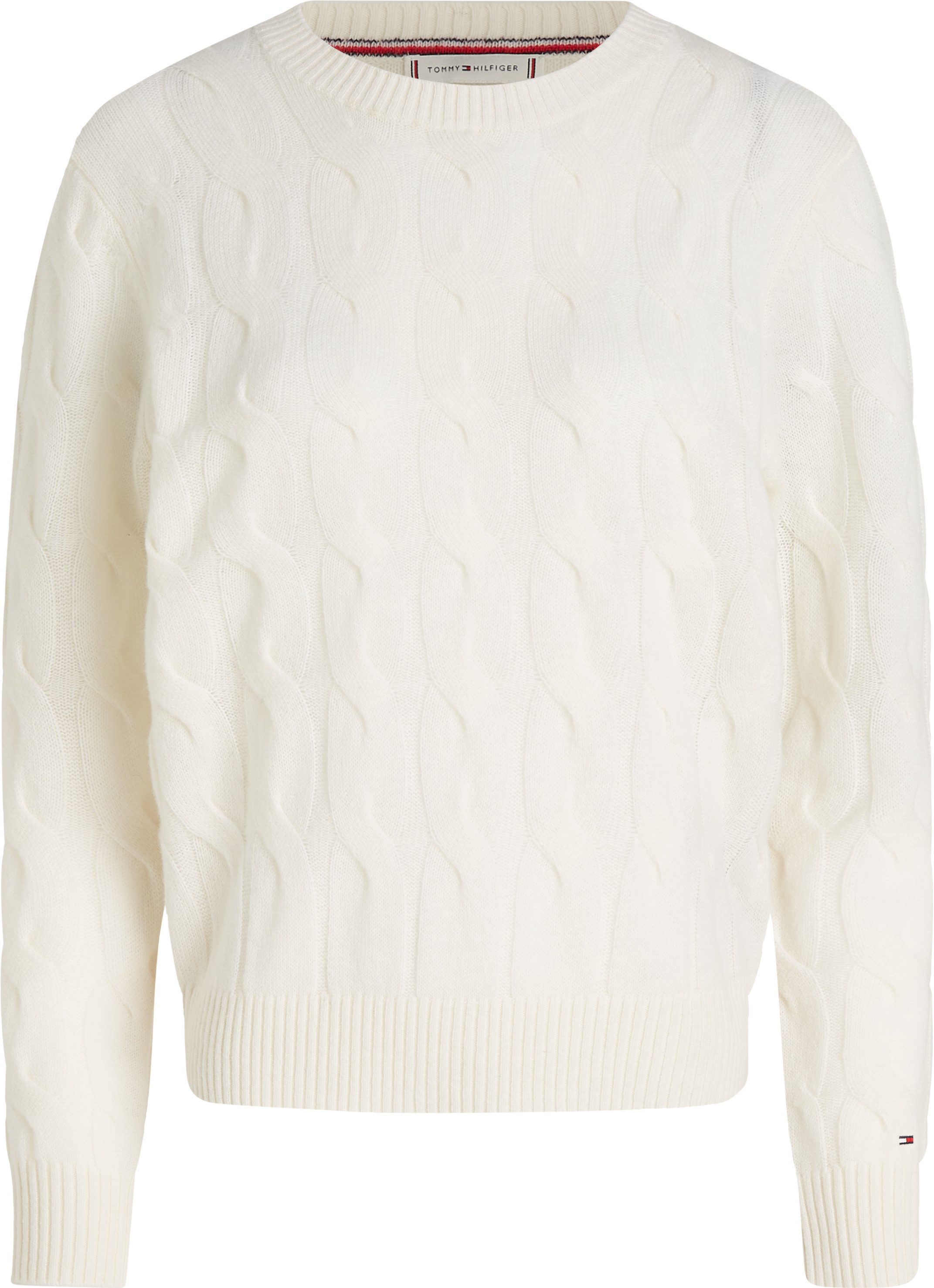 Tommy Hilfiger Gebreide trui SOFT WOOL CABLE C-NK met kabelpatroon ronde hals