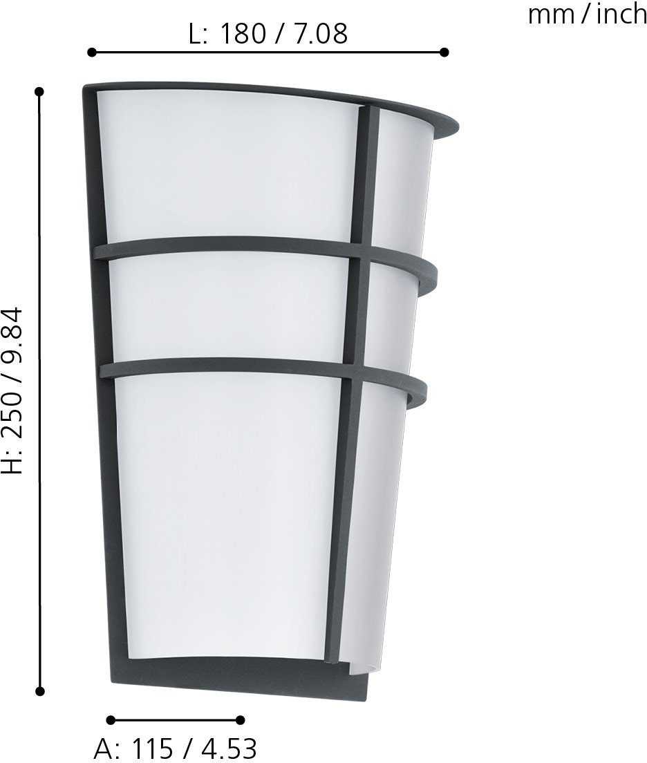 EGLO Ledwandlamp voor buiten BREGANZOP Hoekmontage mogelijk, LED verwisselbaar (1 stuk)