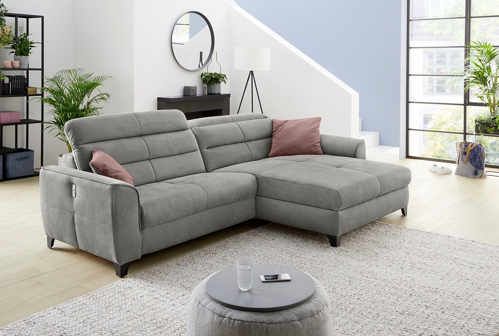 Jockenhöfer Gruppe Hoekbank Double One L-vorm met 2 x 120 cm brede, elektrisch verstelbare relaxfuncties