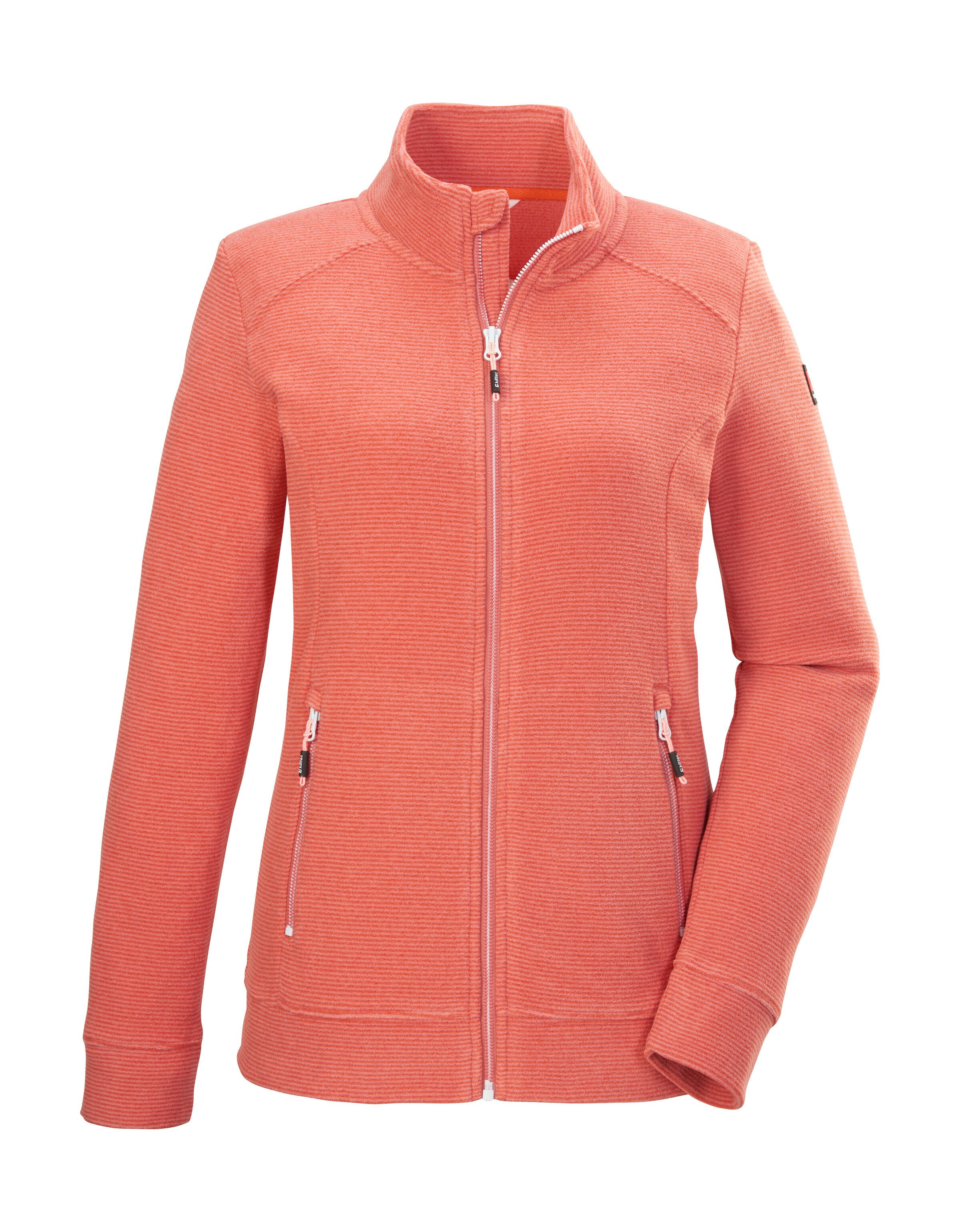 Killtec Fleecejack KOS 100 WMN FLC JCKT Gestreepte dames fleecejack met ritszakken en kinbescherming