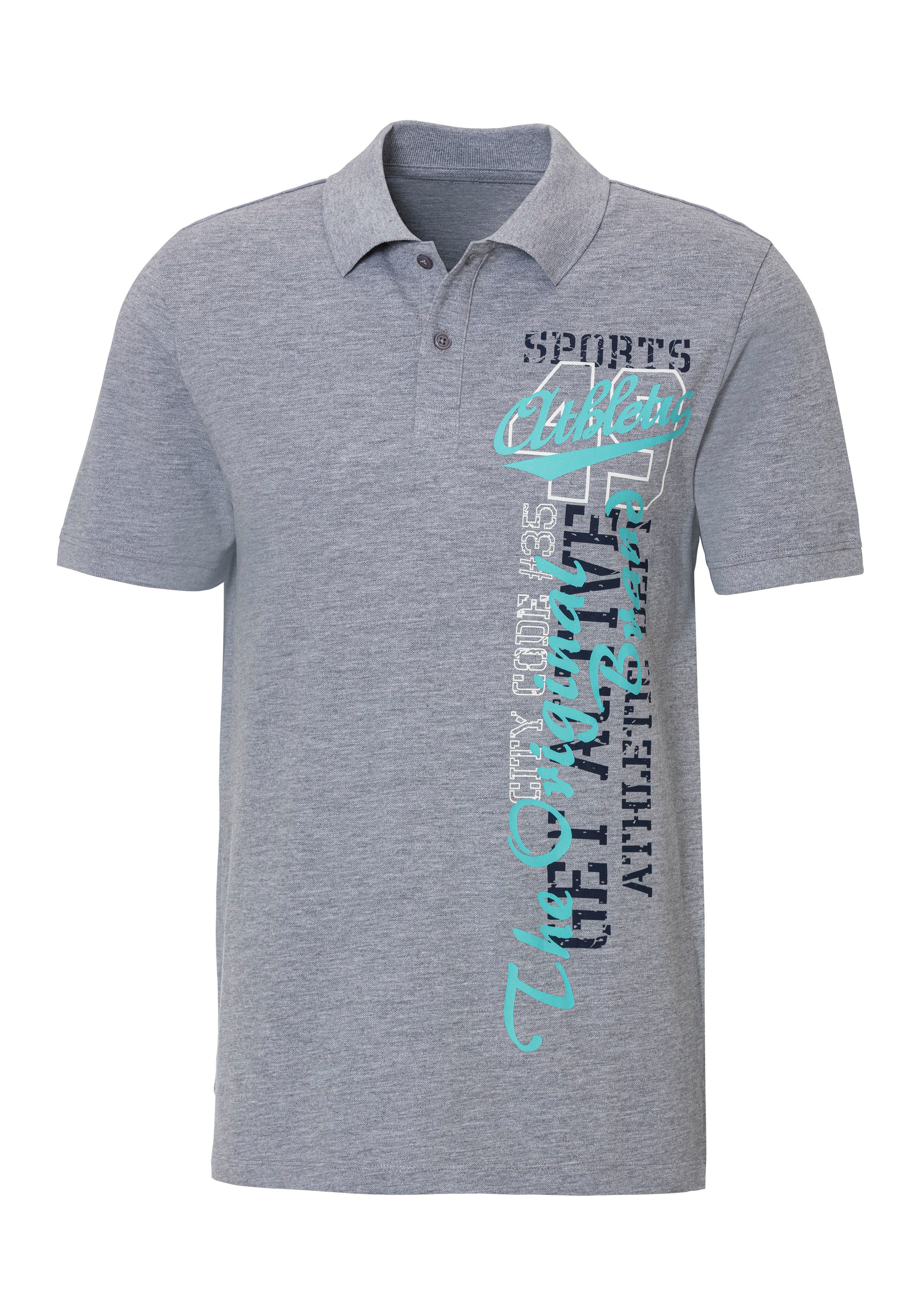 John Devin Poloshirt met grote print aan de voorkant van katoen-piqué