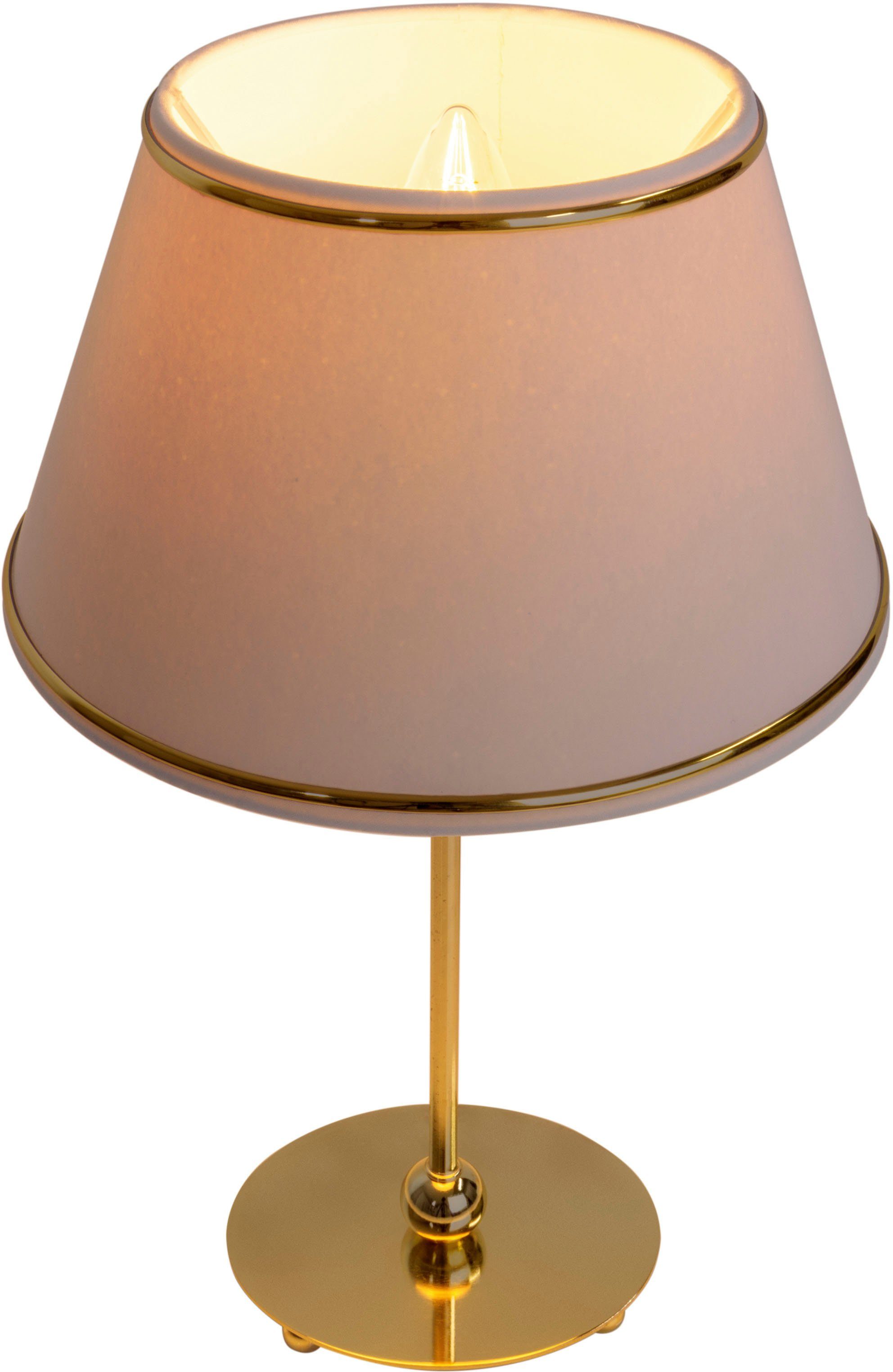 näve Tafellamp Keanu E14 max. 40 W, kleur: beige/goudkleur/messing, polyester/katoen mix (1 stuk)