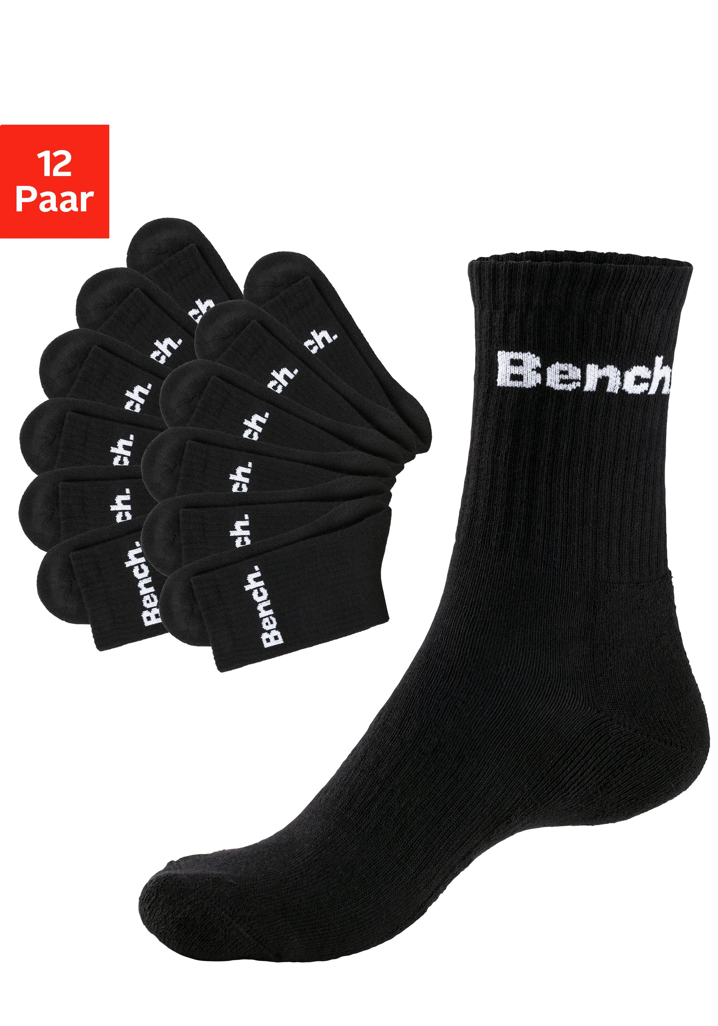Bench. Tennissokken met voetbekleding (set, 12 paar) unisex sportsokken maat 39-42 zwart