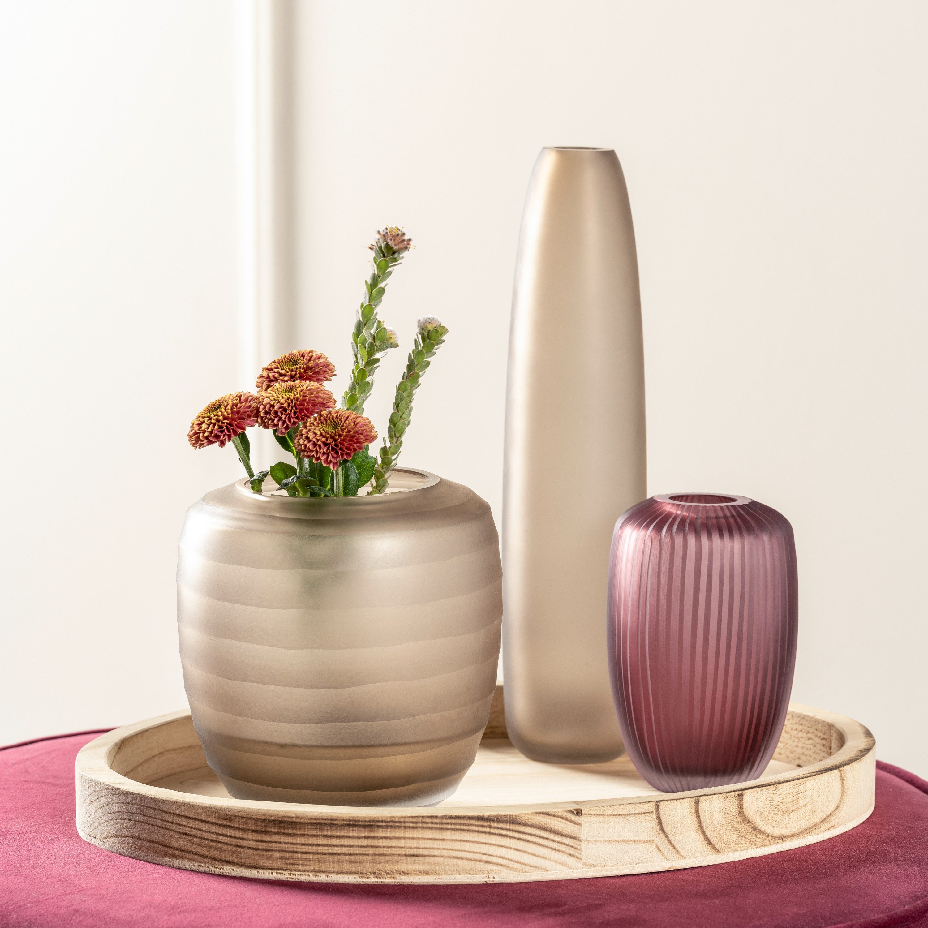 LEONARDO Tafelvaas Decoratieve vaas BELLAGIO uit glas, beige, handgemaakt (1 stuk)