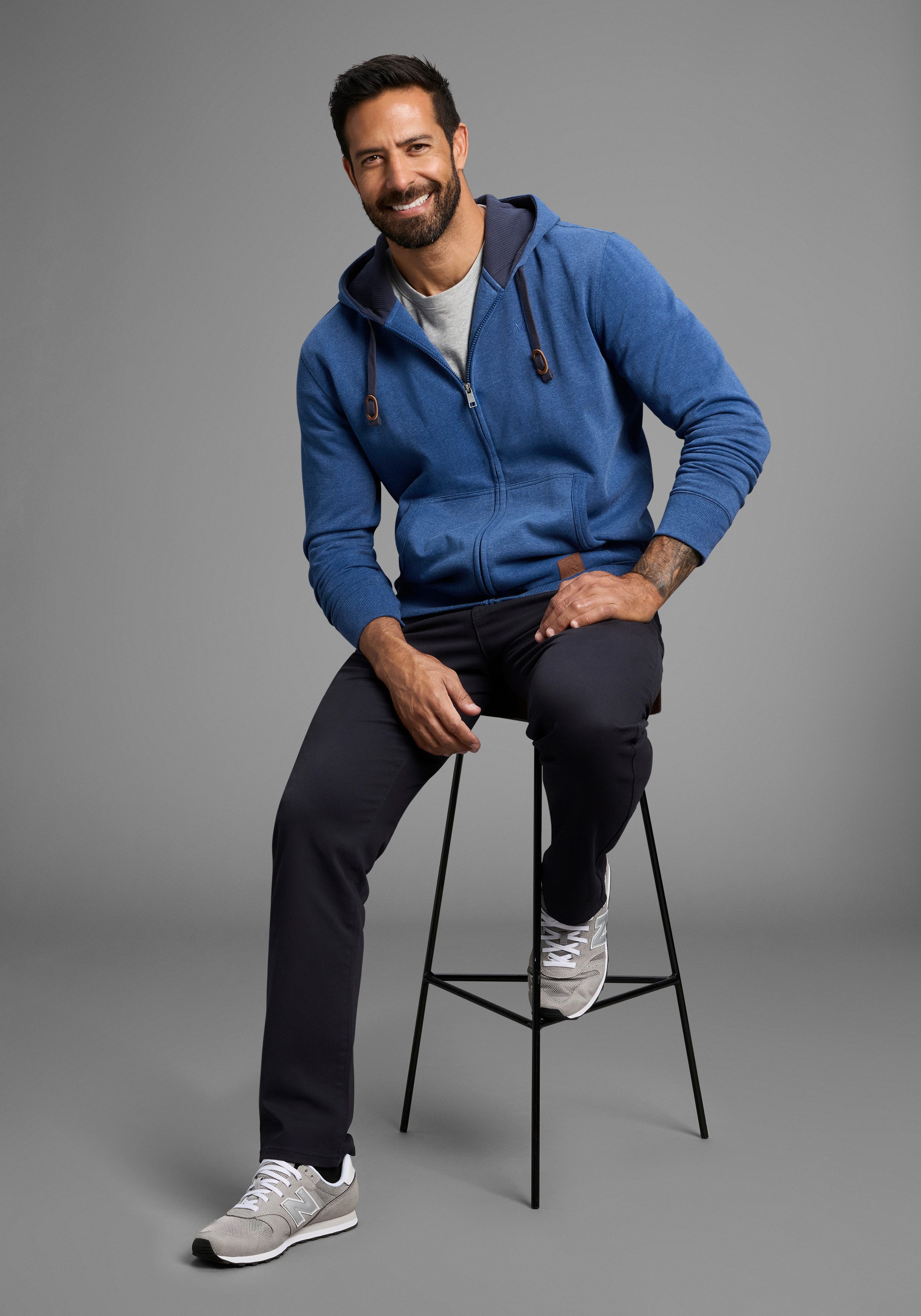Man's World Capuchonsweatvest met contrastkleurige voering