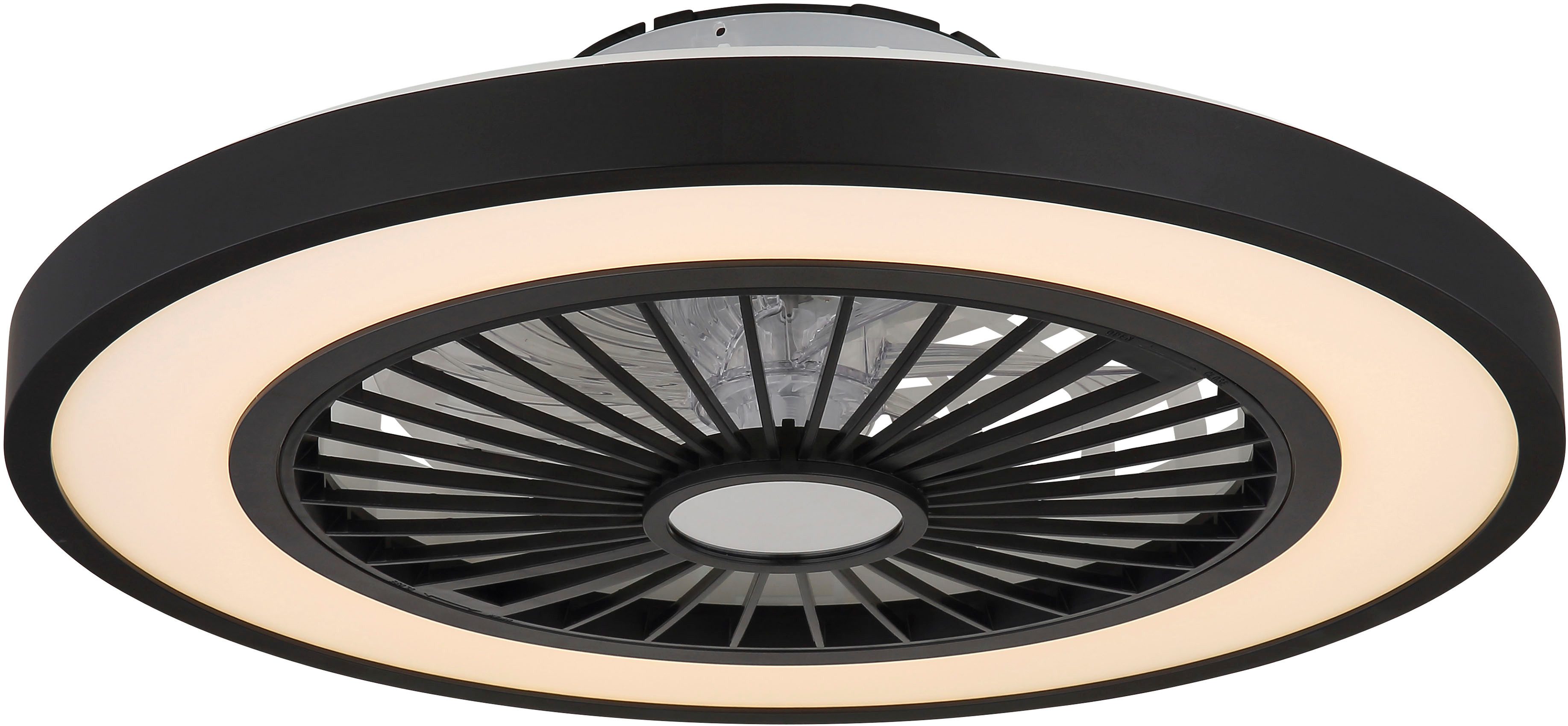 Globo Lightning Plafondlamp BLIZZAK Plafondventilator metaal zwart mat, LED (1 stuk)