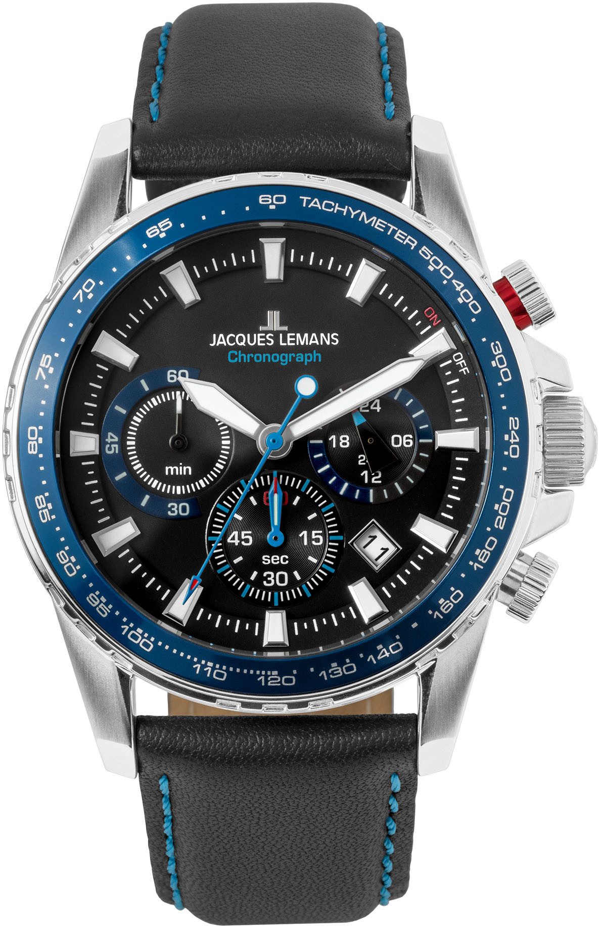 Jacques Lemans Chronograaf Liverpool Quartz horloge, armbanduhr, herenhorloge, datum, leren band