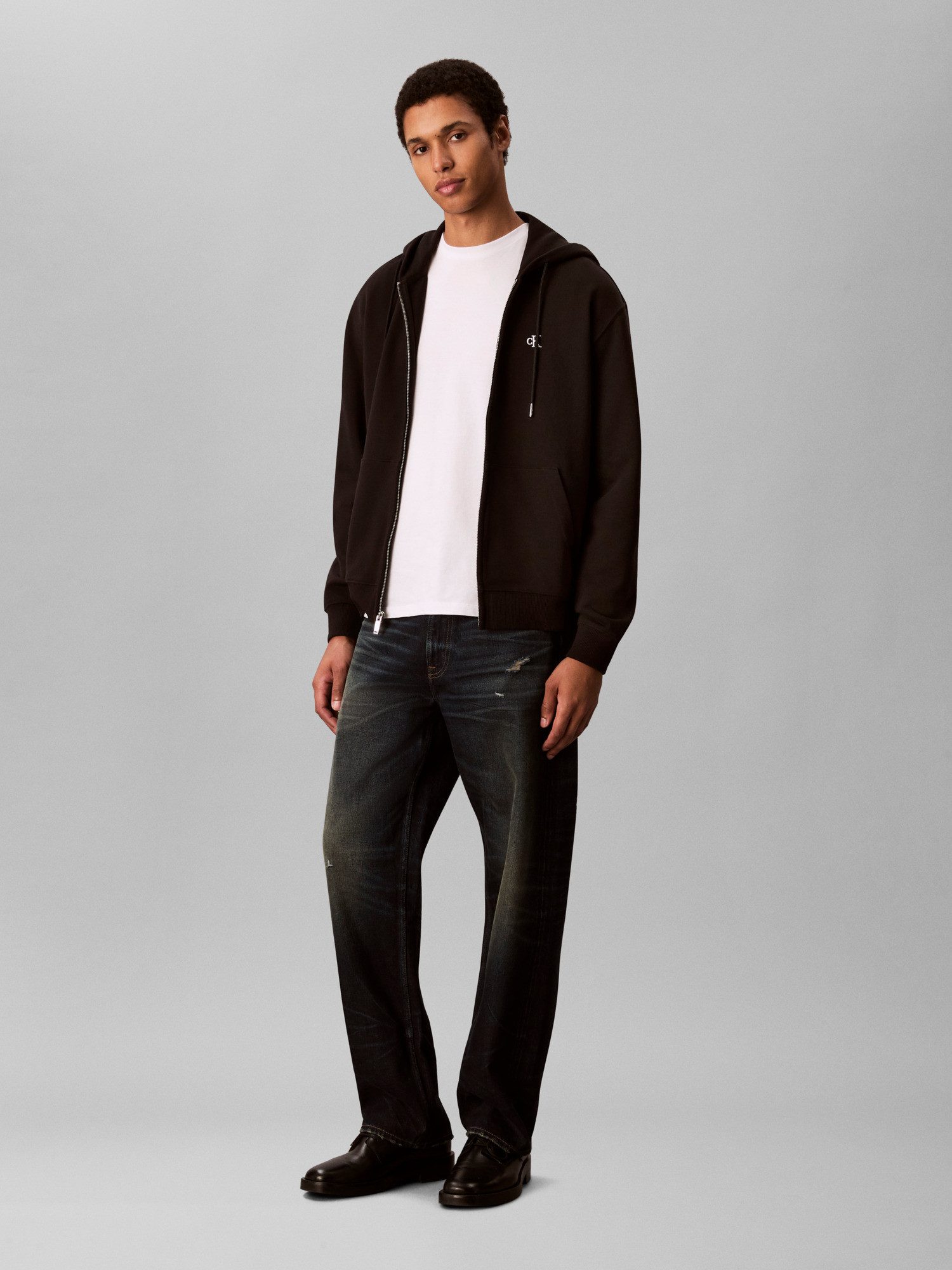 Calvin Klein Hoodie LS EU 350TERRY MONOGRAM FZ HOODI