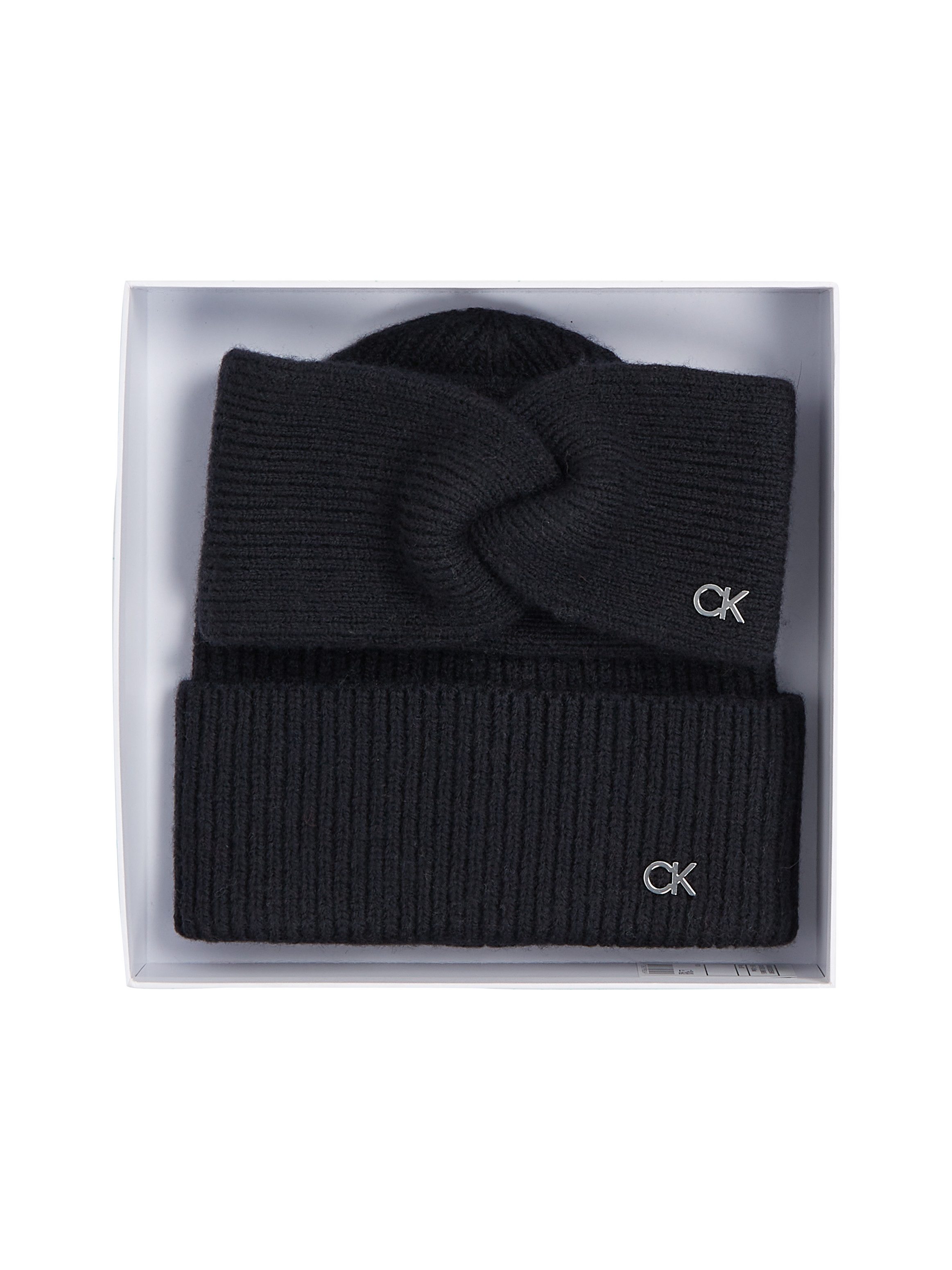 Calvin Klein Gebreide muts CK METAL BEANIE & HEADBAND
