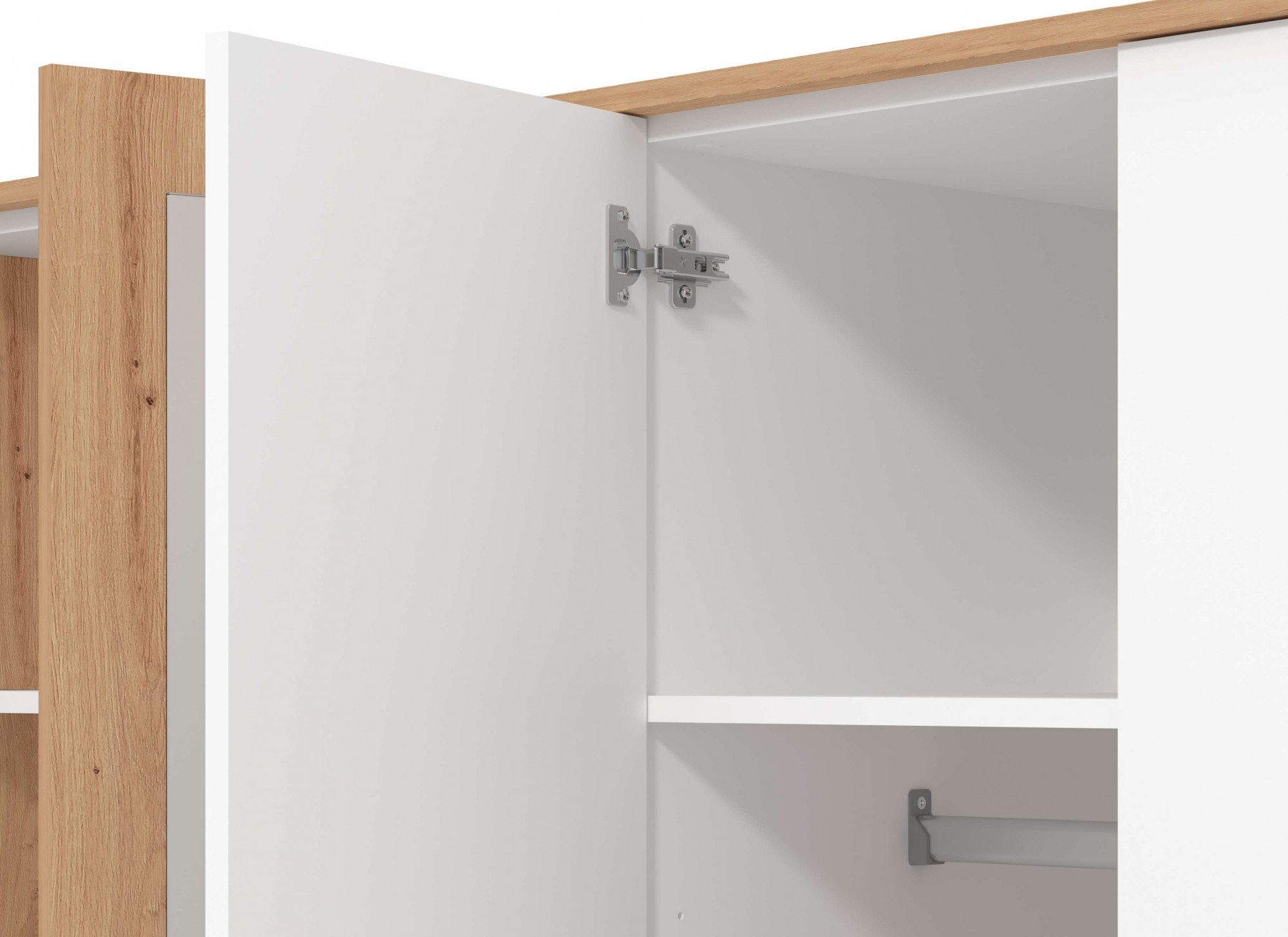 INOSIGN Kledingkast Varadero, 2 moderne kleurcombinaties met zwarte handgrepen met 1 spiegeldeur, in de breedtes 119 en 157 cm, fsc-gecertificeerd