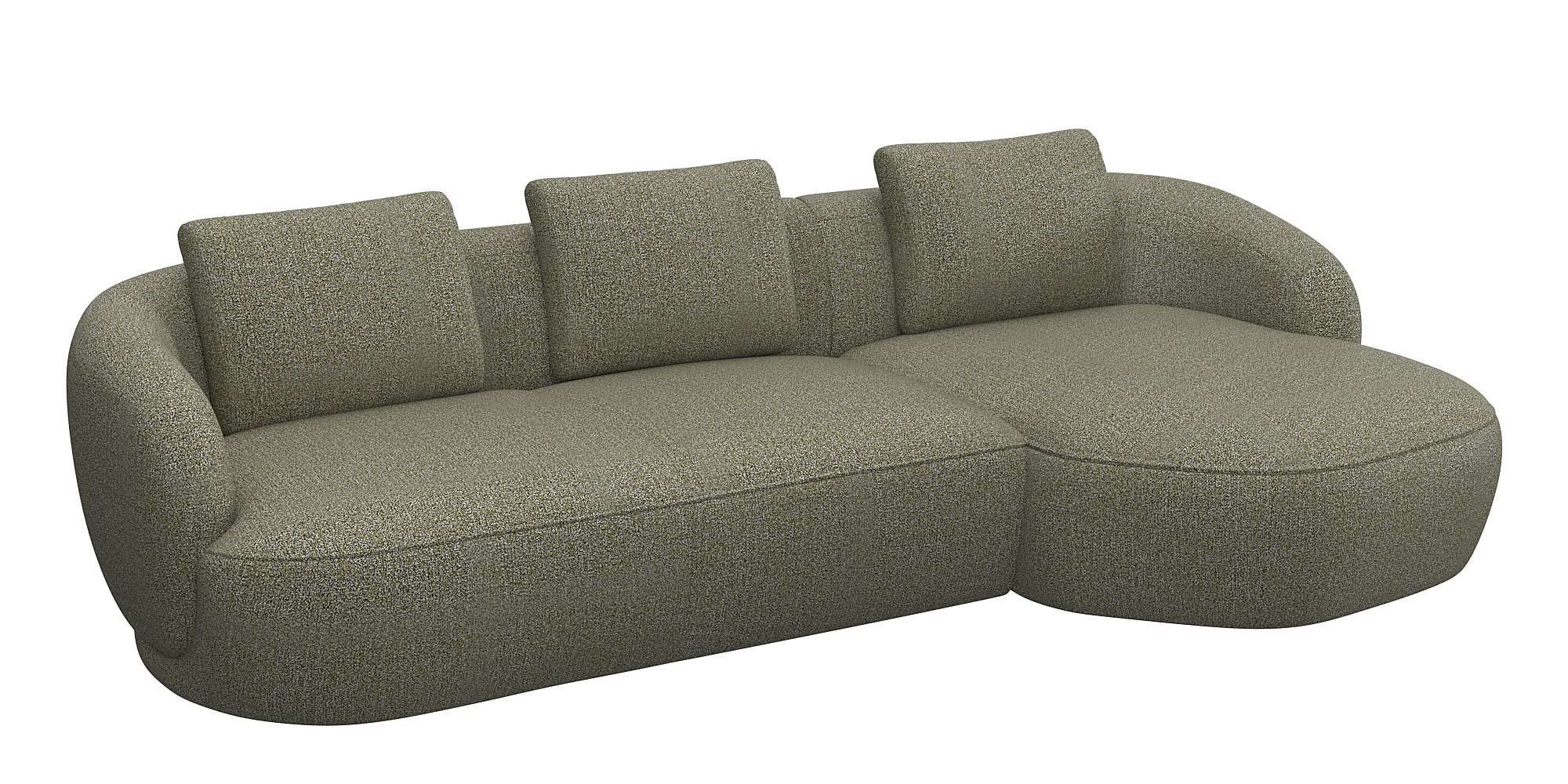 FLEXLUX Zithoek Torino, rond, L-vorm, bankhoek met recamière, longchair-sofa
