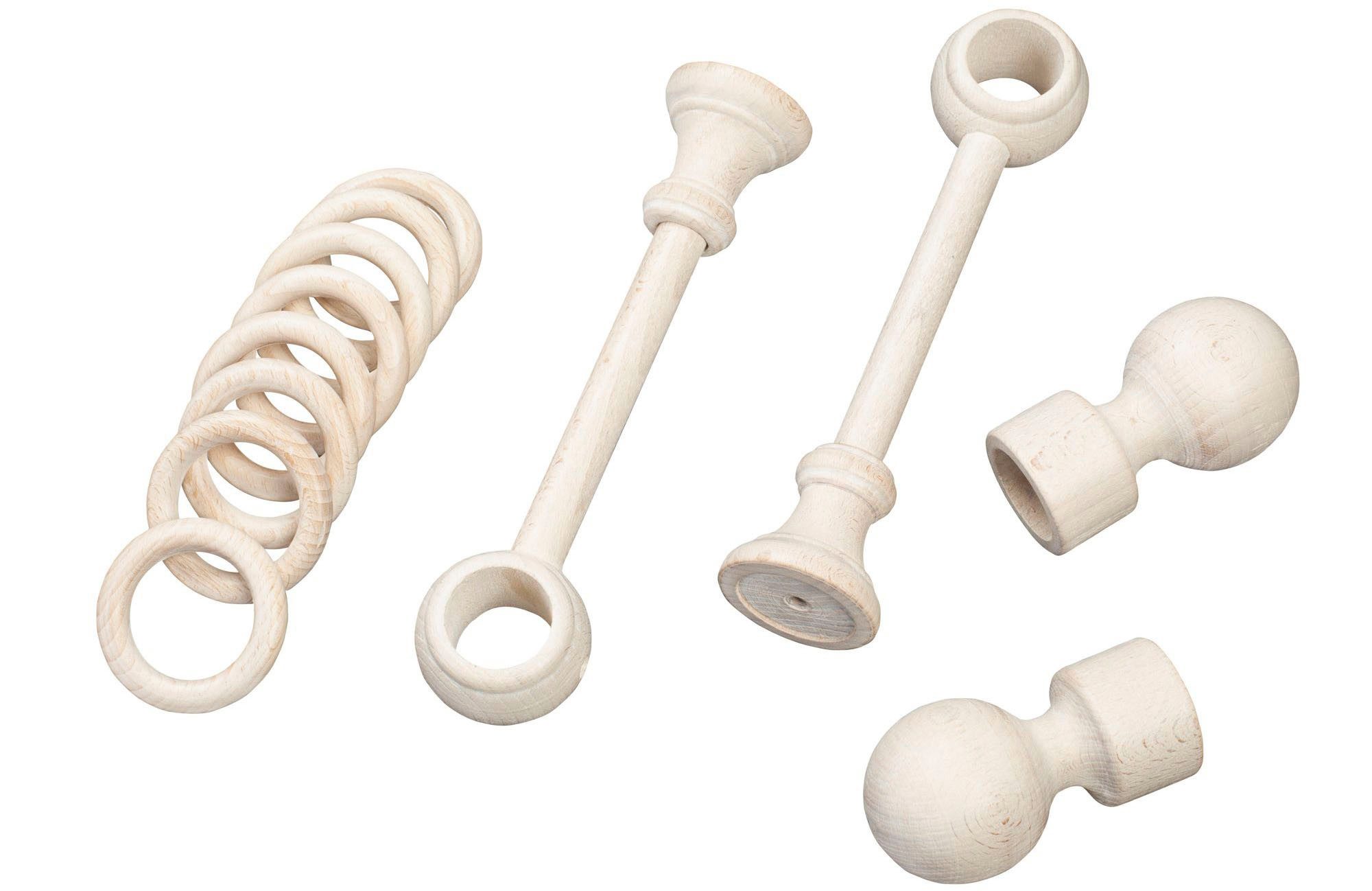 SN DECO GROUP Gordijnroede Giro 28 mm, hout, verschillende lengtes en kleuren, compleet set