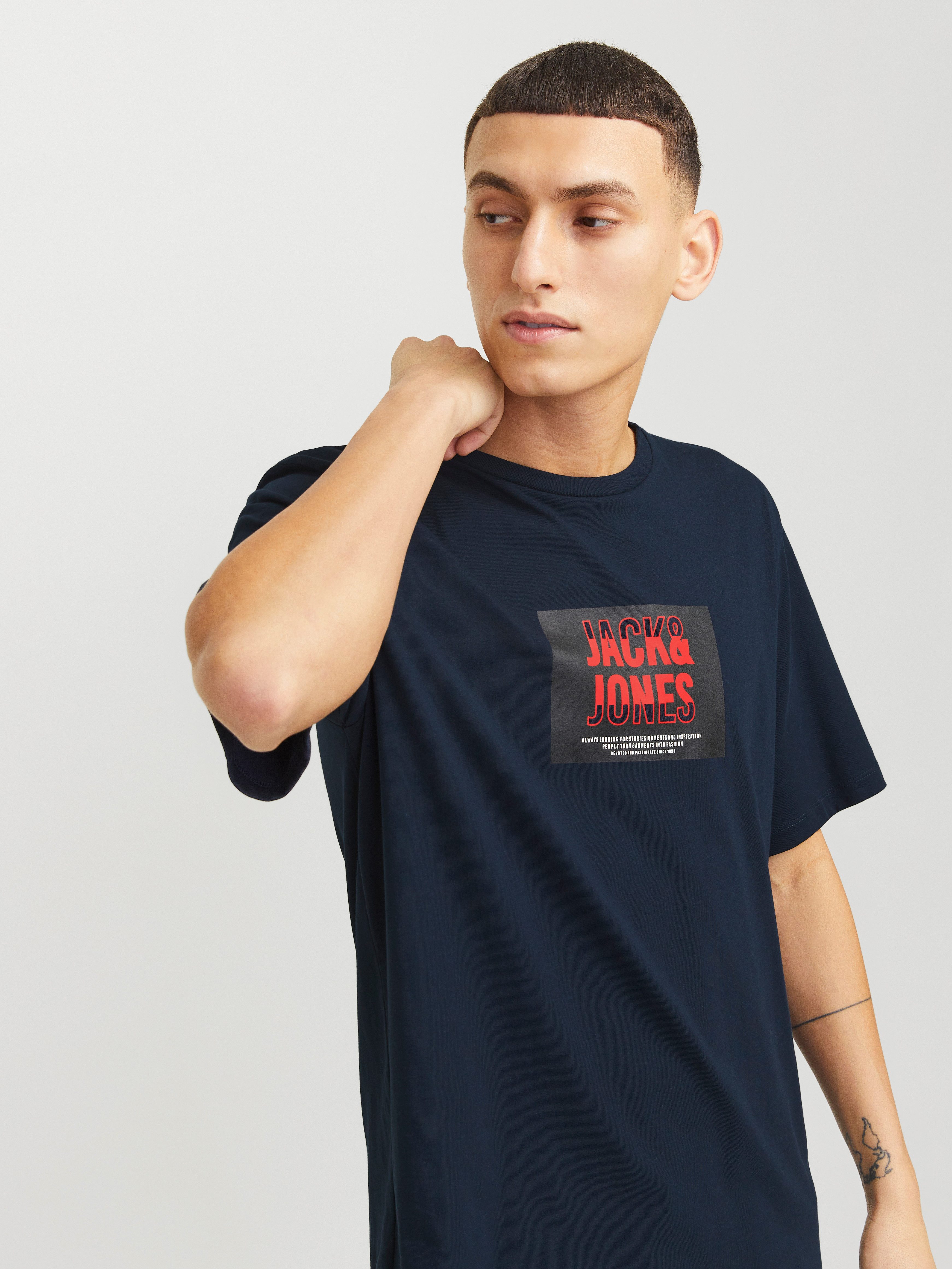 Jack & Jones Shirt met print JJHUDSON TEE SS CREW NECK