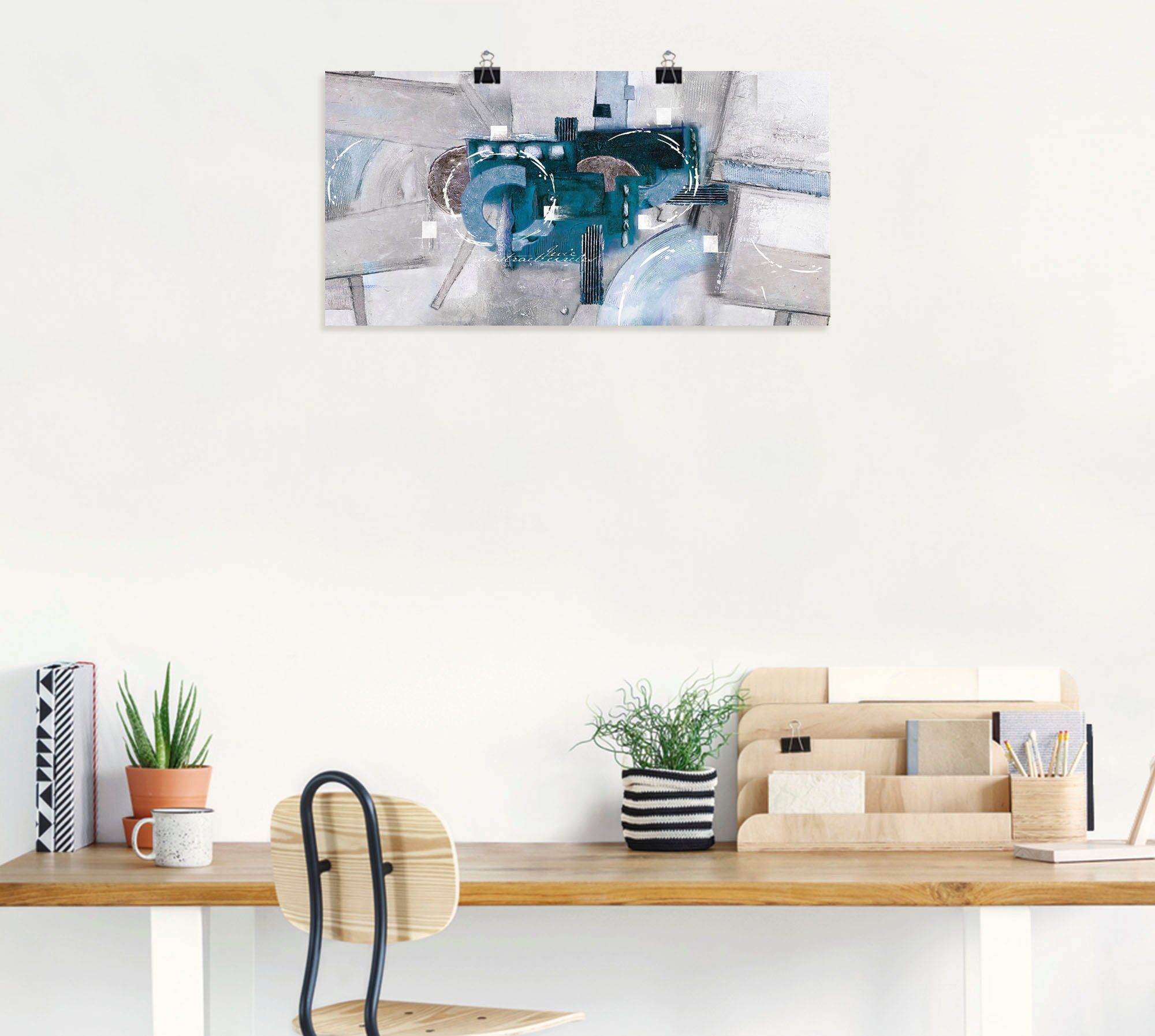 Artland Artprint Abstracte blauwe rondjes als artprint van aluminium, artprint voor buiten, artprint op linnen, poster, muursticker