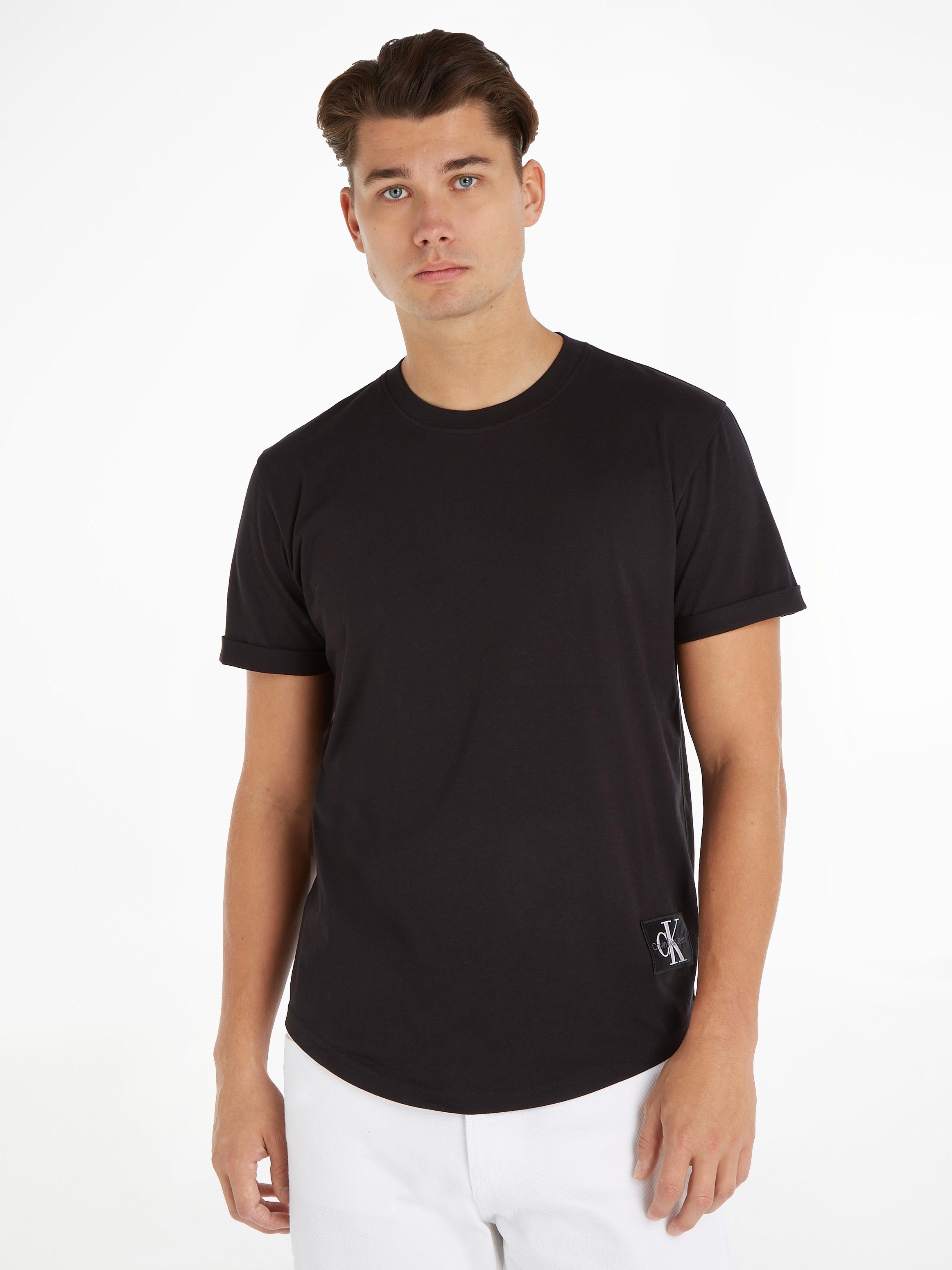 Calvin Klein T-shirt BADGE TURN UP SLEEVE heren t-shirts maat L zwart