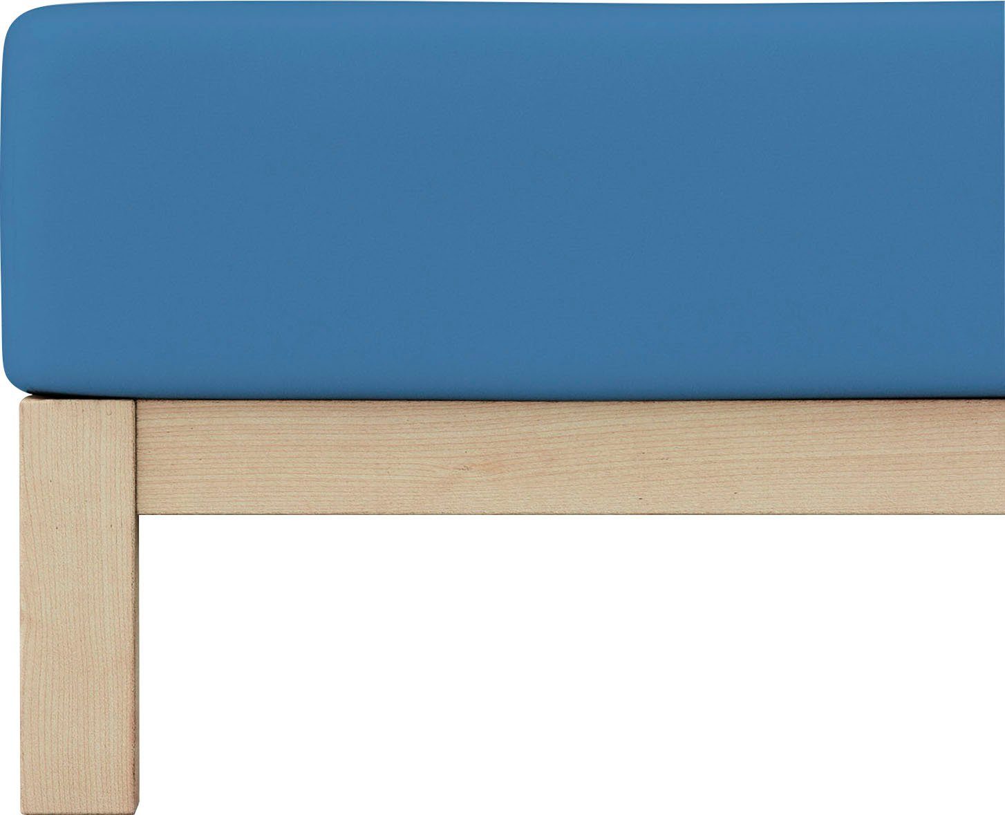 Schlafgut Hoeslaken PURE biologische katoen met elastaan, rekbaar en ondoorzichtig, strak, bedlakens (1 stuk) hoeslakens blauw