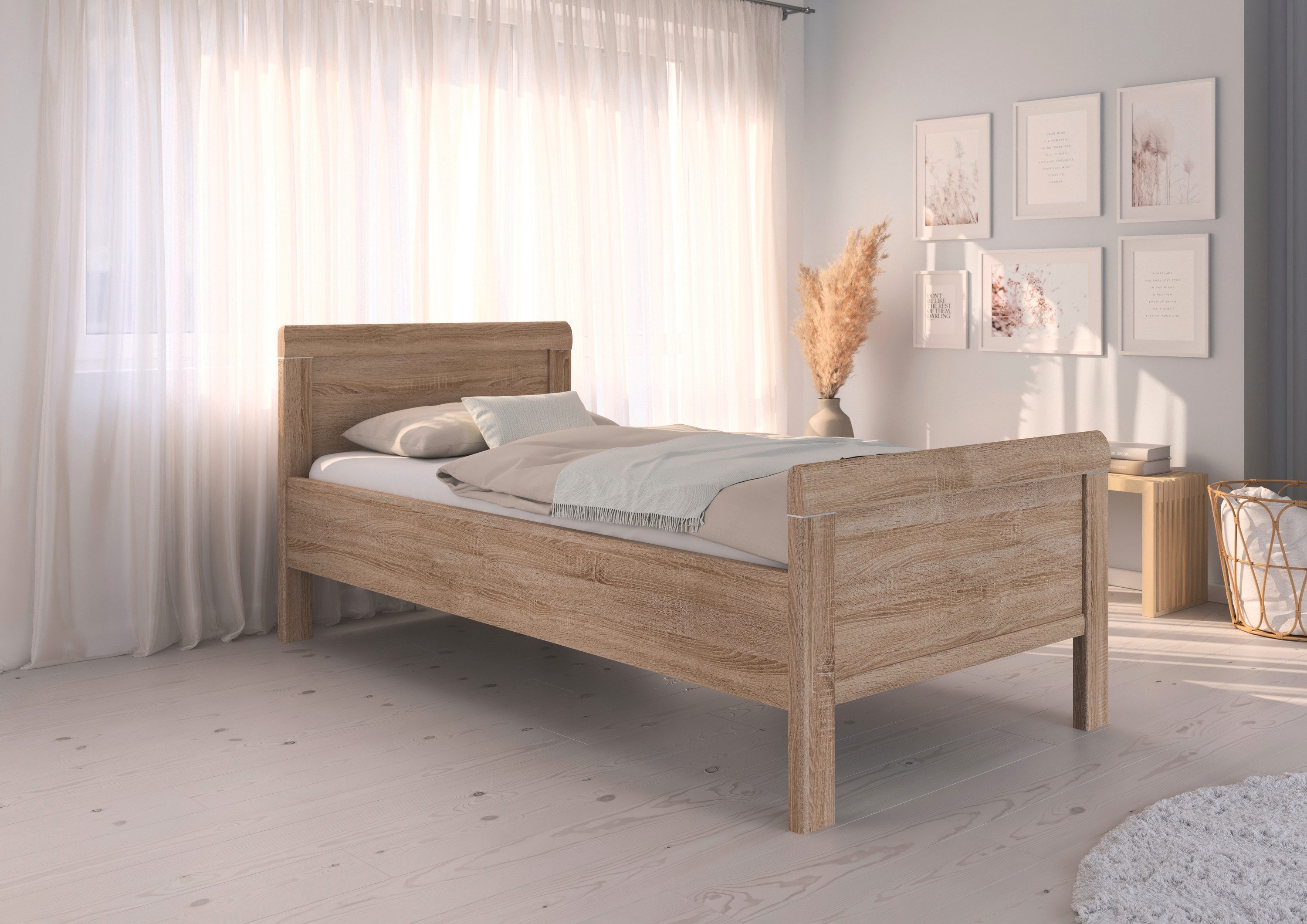rauch Bed Eenpersoons Stollenbed EVELYN in comfortabele hoogte van houtmateriaal in elegante stijl made in germany