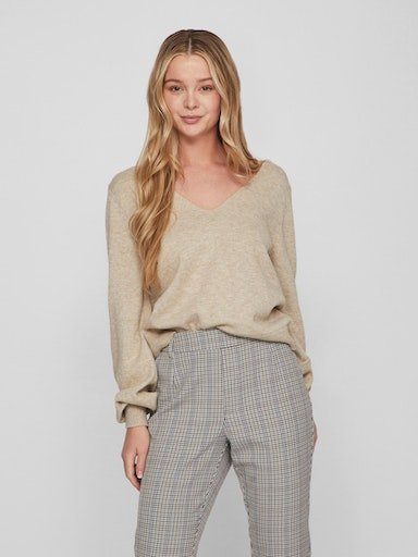 Vila Trui met V-hals VIRIL REV V-NECK L S TOP NOOS