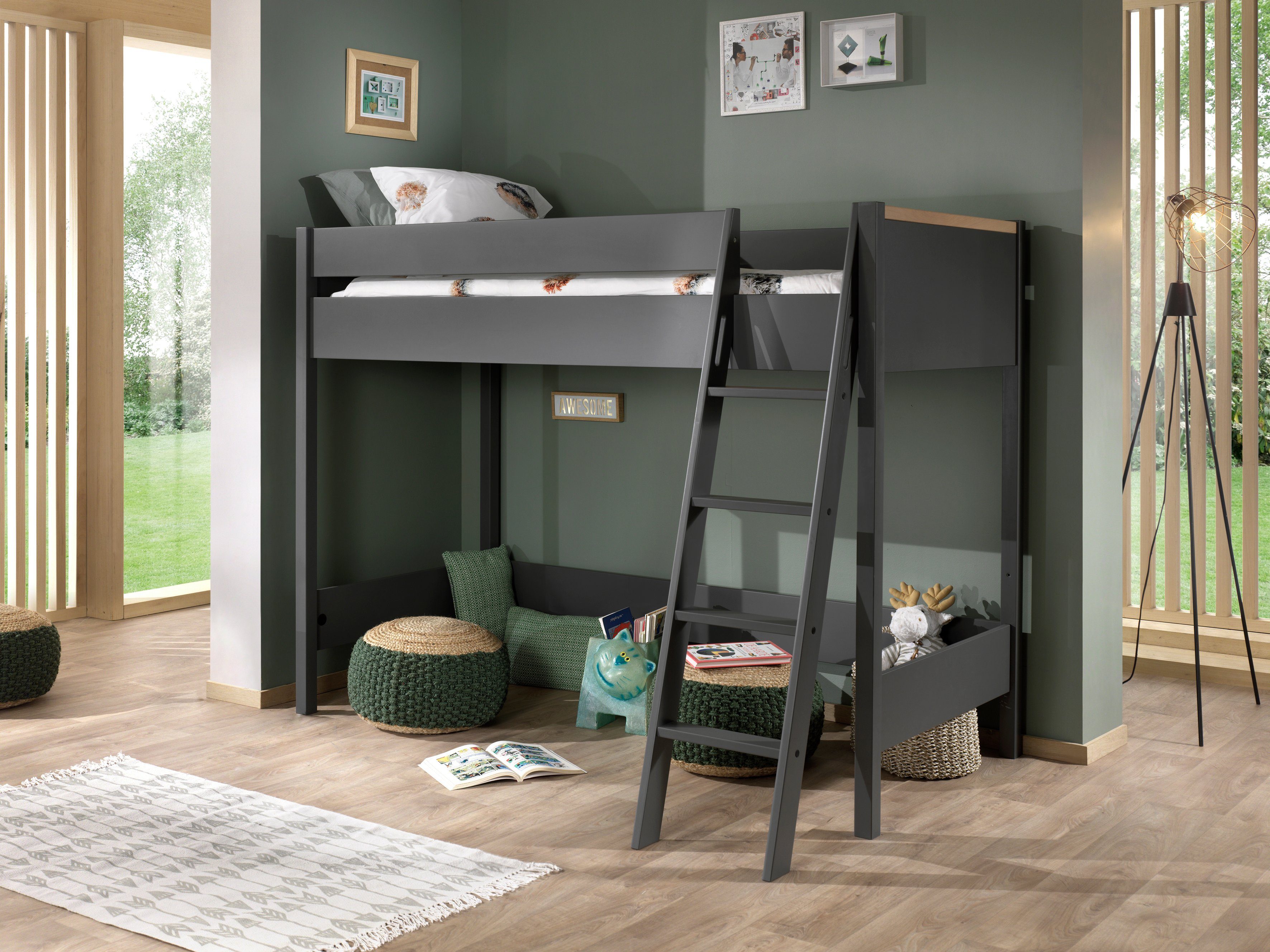 Vipack Hoogslaper Londen met melamine-oppervlak en rolbodem