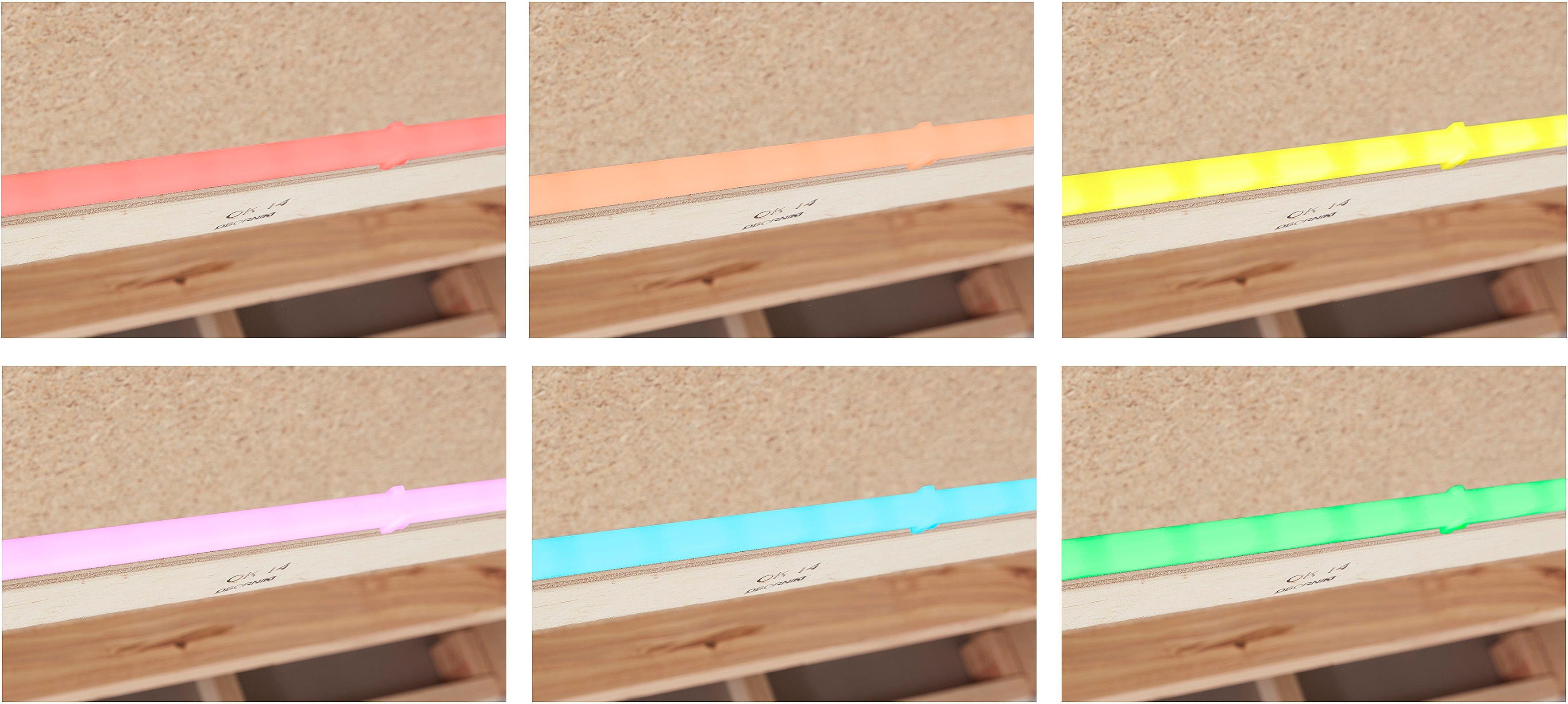 COTTA Hoekbank Mia L-Form mit 3 Zierkissen 3-delige kussenset, récamier, naar keuze met of zonder rgb-verlichting