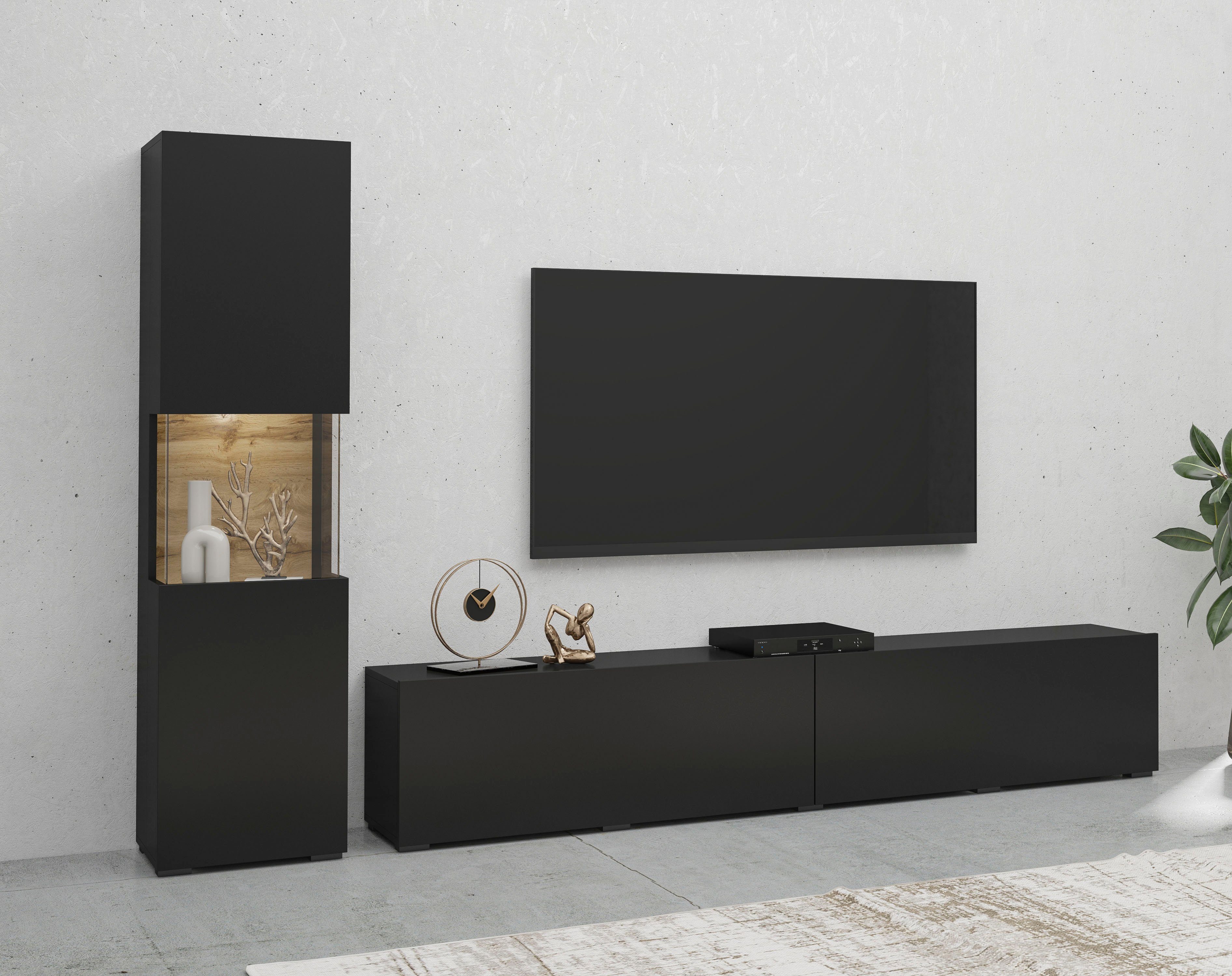 INOSIGN Wandmeubel Ava, woonkamer-set hangend/staand te monteren, vitrinekast, lowboard