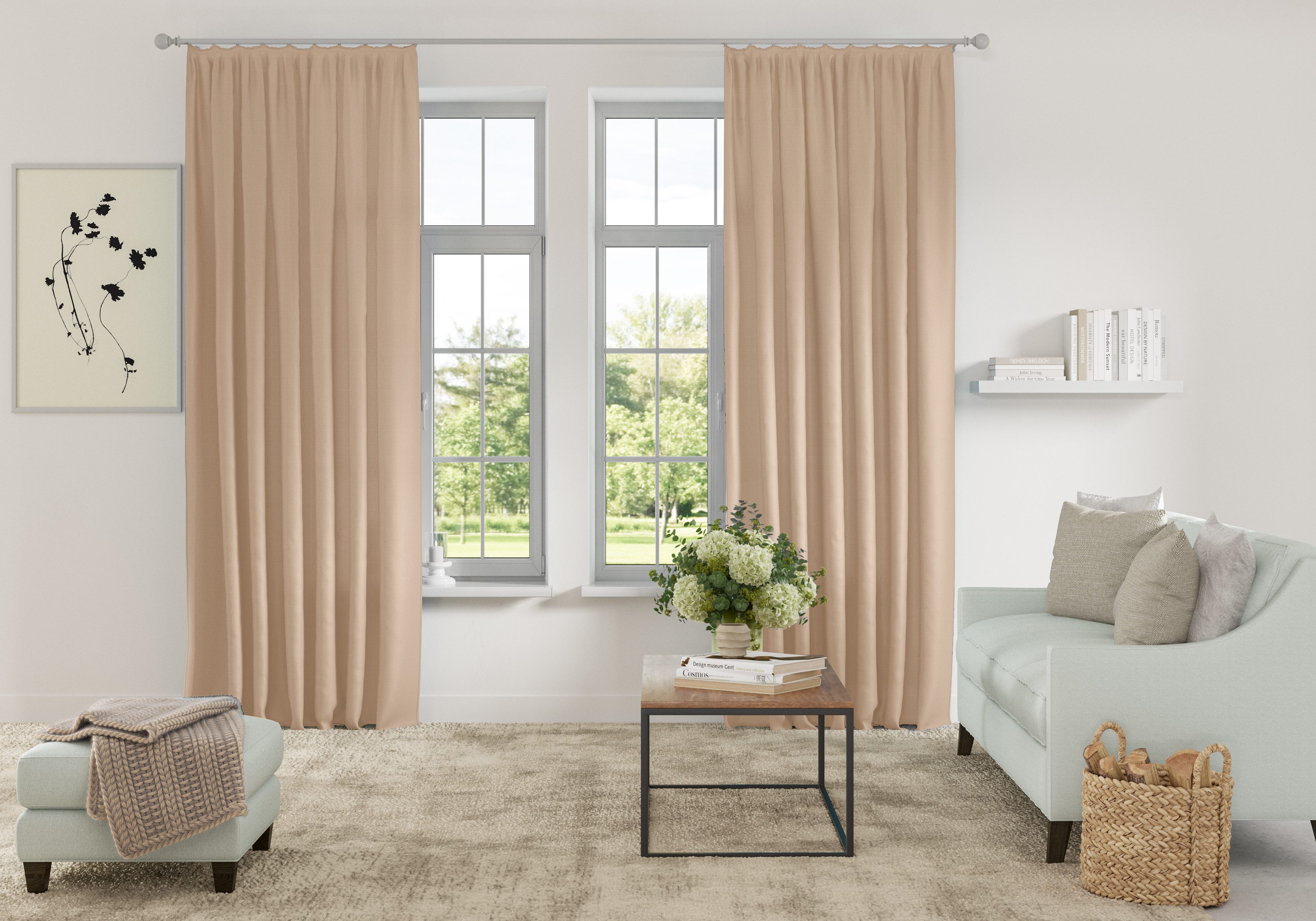 Home affaire Gordijn Parry 2-pack, ondoorzichtig, monochroom, basic, effen, bestseller (2 stuks)