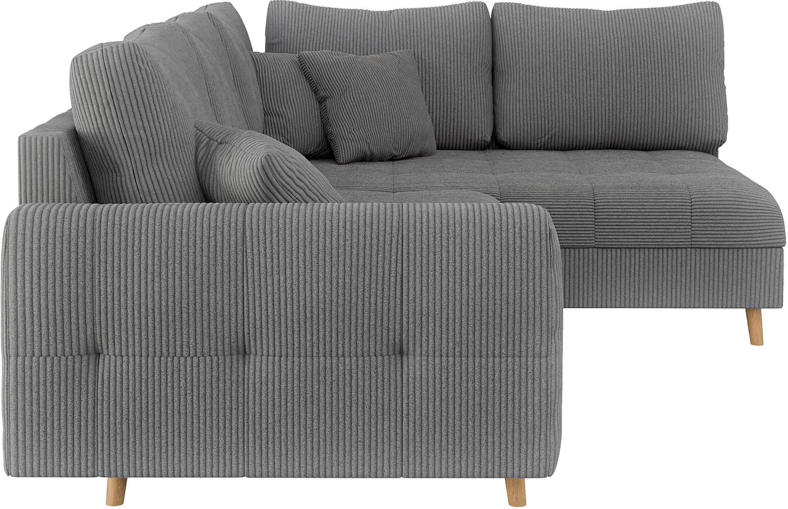 Home affaire Hoekbank CHARRE L-vorm met ottomane, afmetingen B/D/H: 231/161/81 cm fijne stiksels, losse rug- en sierkussens, ook in cord en bouclé
