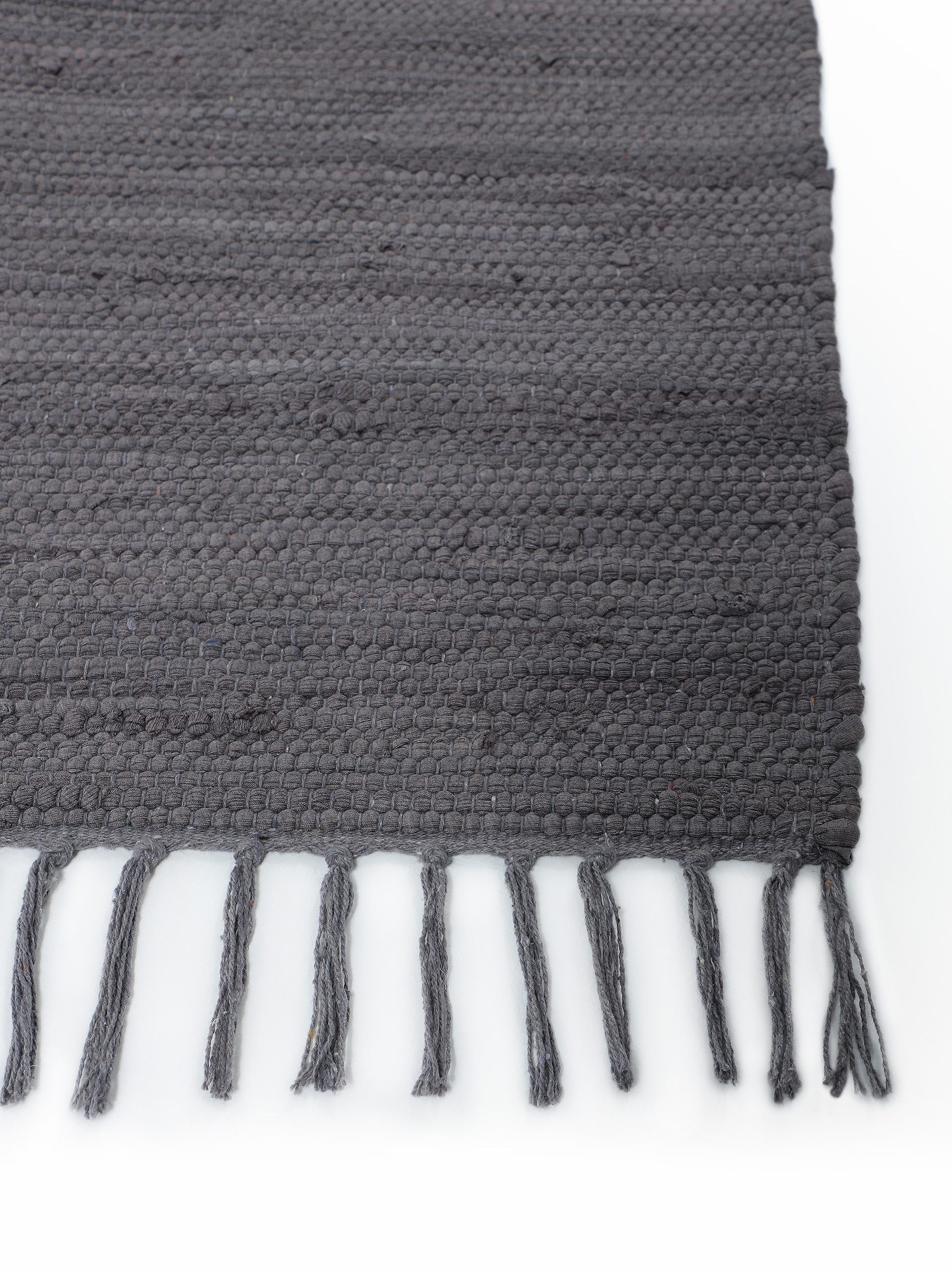 carpetfine Vloerkleed Kelim Chindi uni Tweezijdig te gebruiken kleed, puur katoen, met de hand geweven, unikleuren, met franje