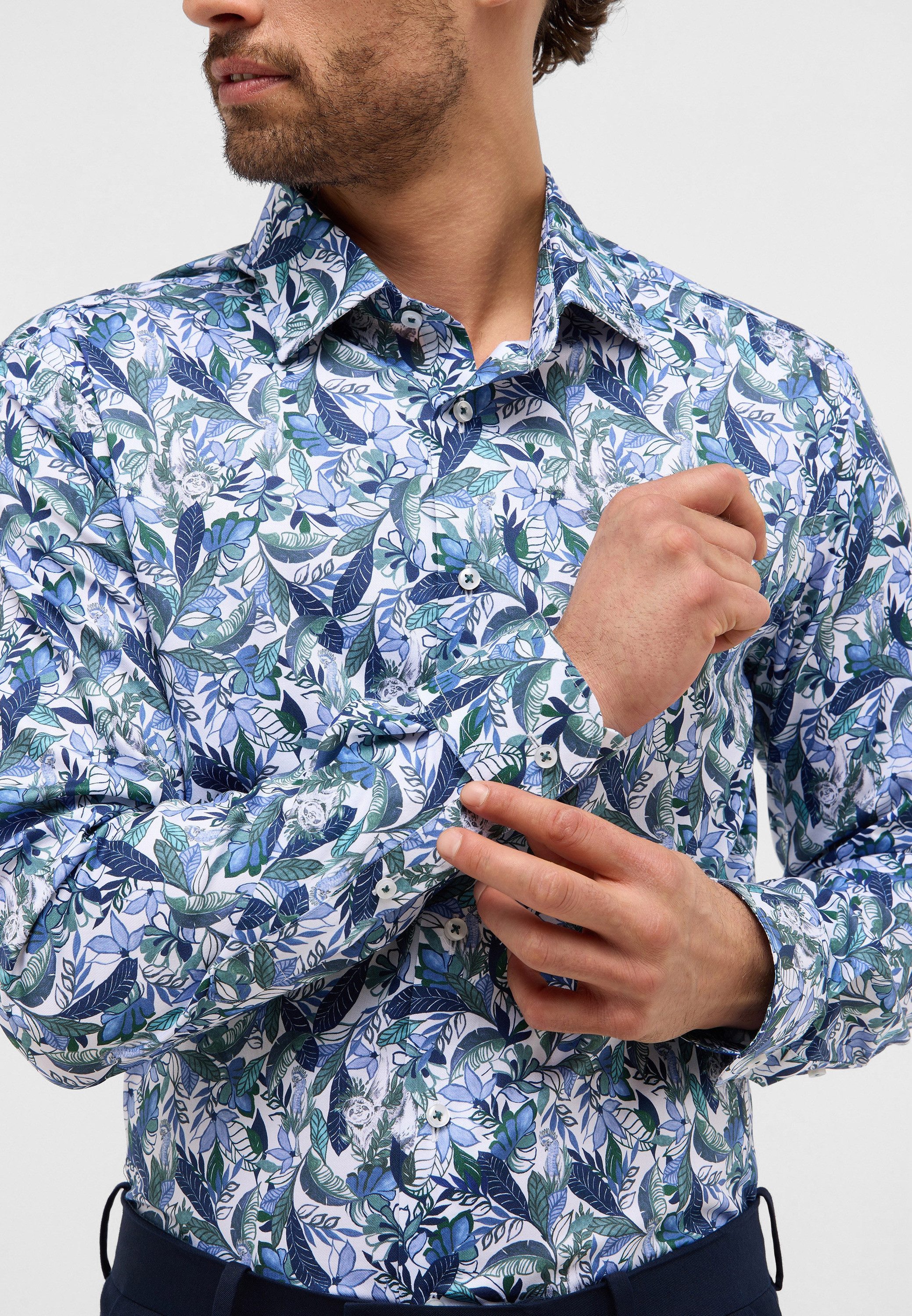 Eterna Overhemd met lange mouwen Slim fit NON IRON (strijkvrij)