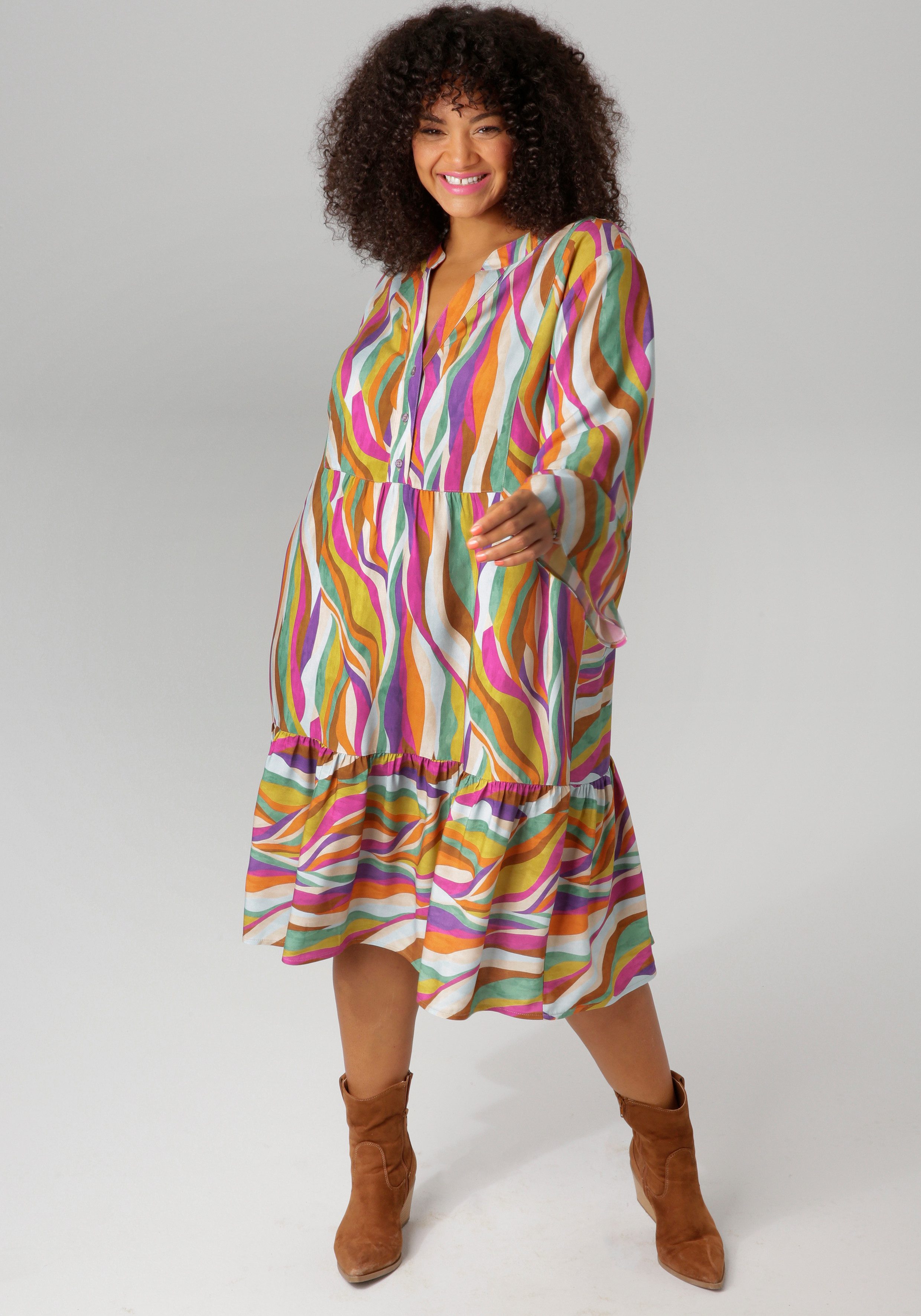 OTTO Aniston PLUS Tuniekjurk met kleurrijke, grafische print - nieuwe collectie dames jurken maat 52 multicolor