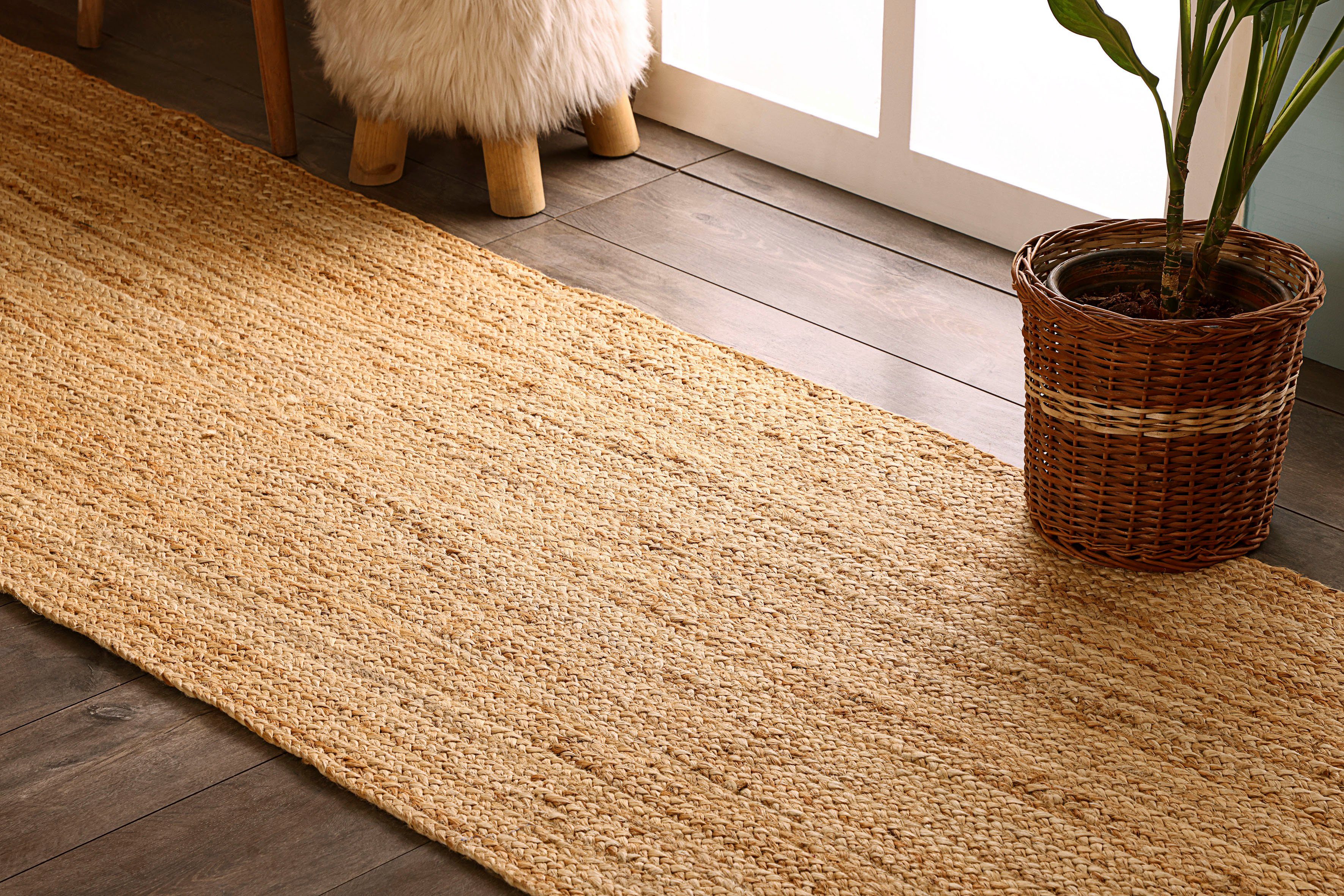 Myflair Möbel & Accessoires Loper Lola Jute tapijt, omkeerbaar tapijt, handgeweven, 100% natuurlijke vezel, Boho-stijl