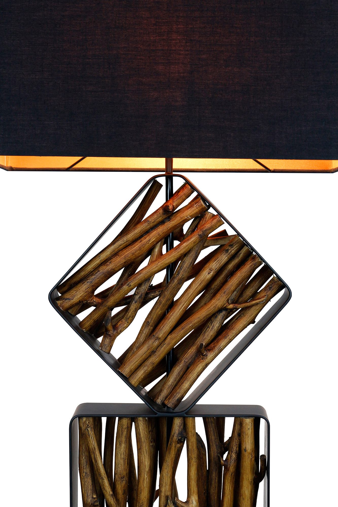 SalesFever Staande lamp Drijfhout Scherm binnenin goudkleur (1 stuk)