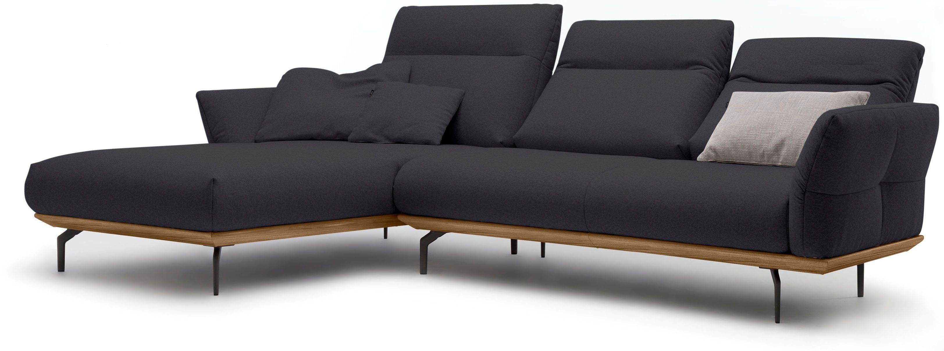Creation BY ROLF BENZ Hoekbank Hs.460 Sokkel in walnotenhout, onderstel in umbra grijs, breedte 298 cm