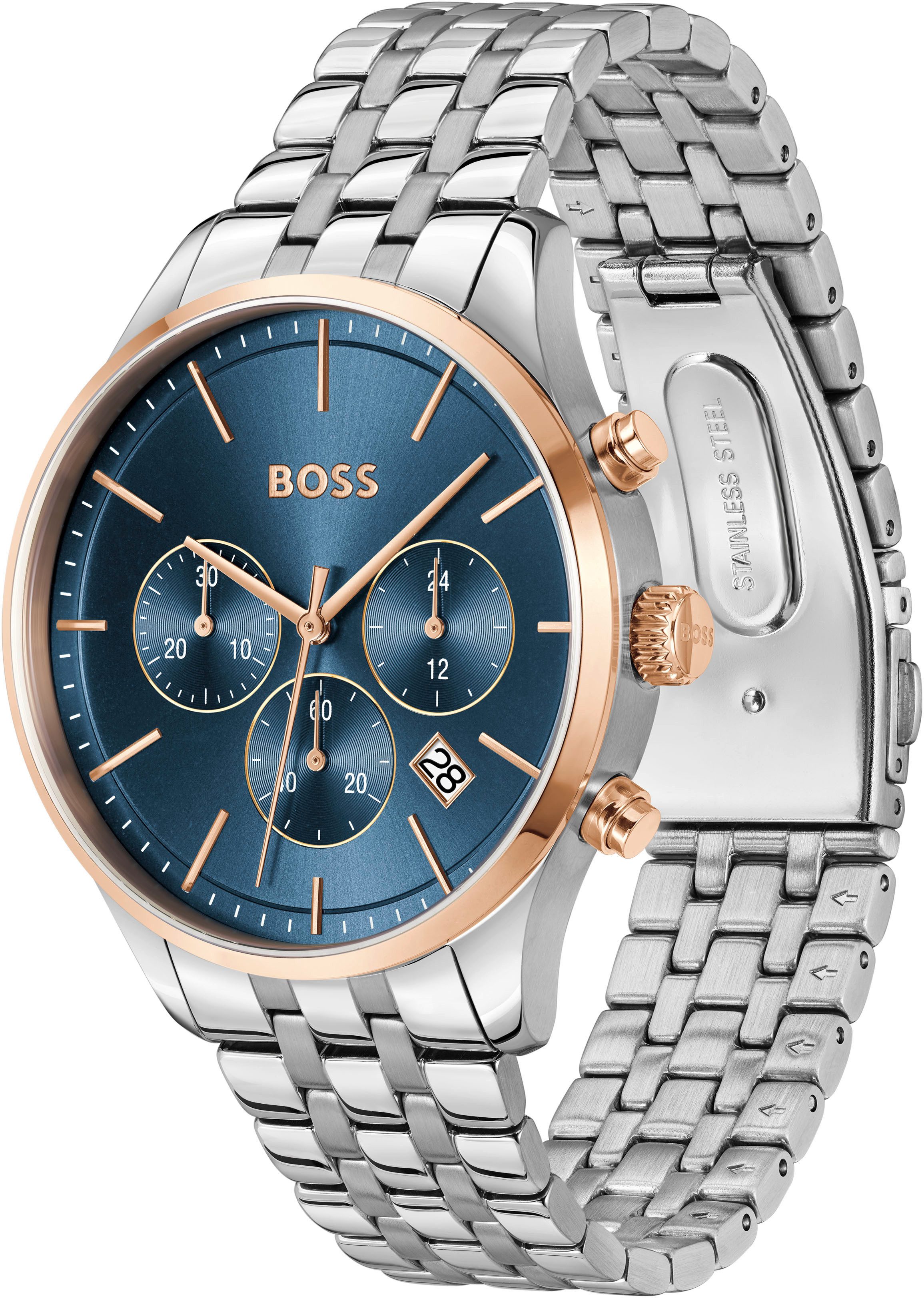 Boss Chronograaf Avery Quartzhorloge, herenhorloge, horloge, stopwatchfunctie, roestvrijstalen band