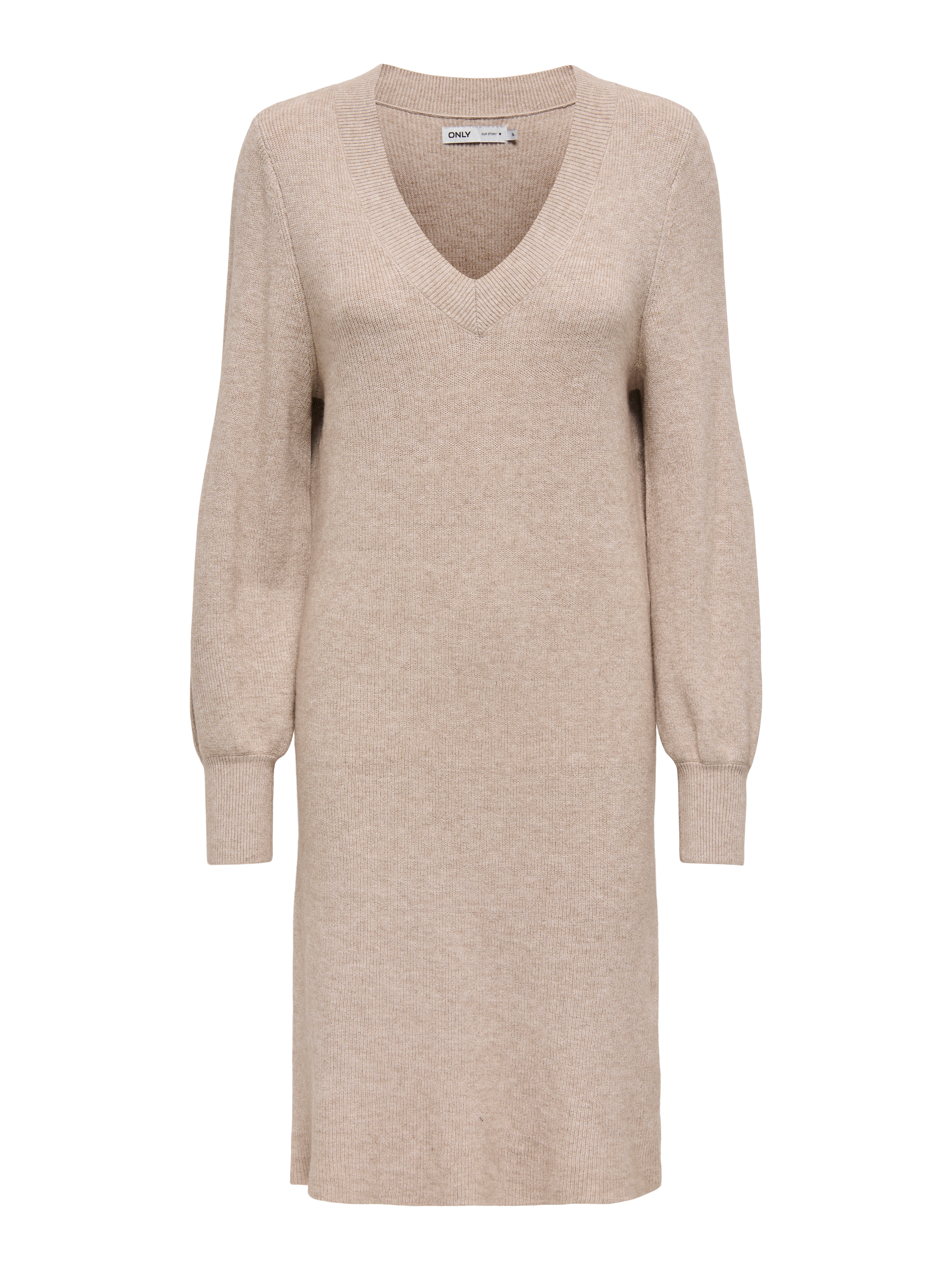 Only Gebreide jurk ONLKATIA LS V-NECK DRESS NCA KNT