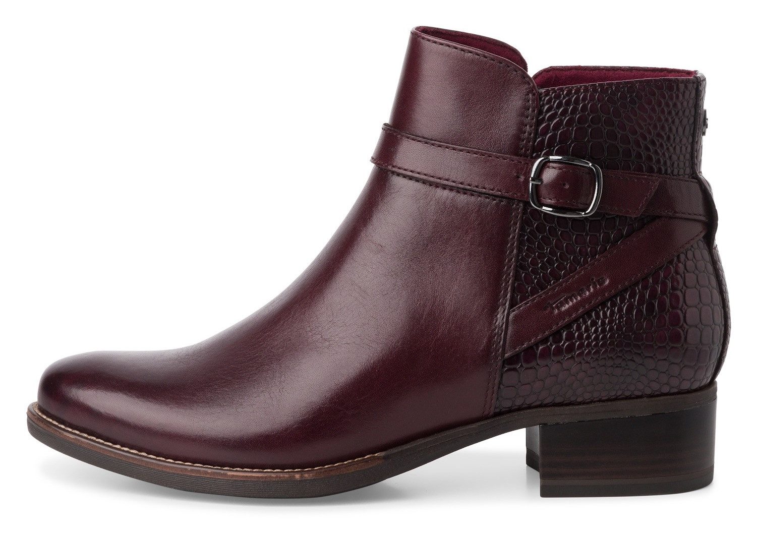 Tamaris Laarsjes blokhak, business schoen, laarzen met decoratieve gesp en logo-embossing