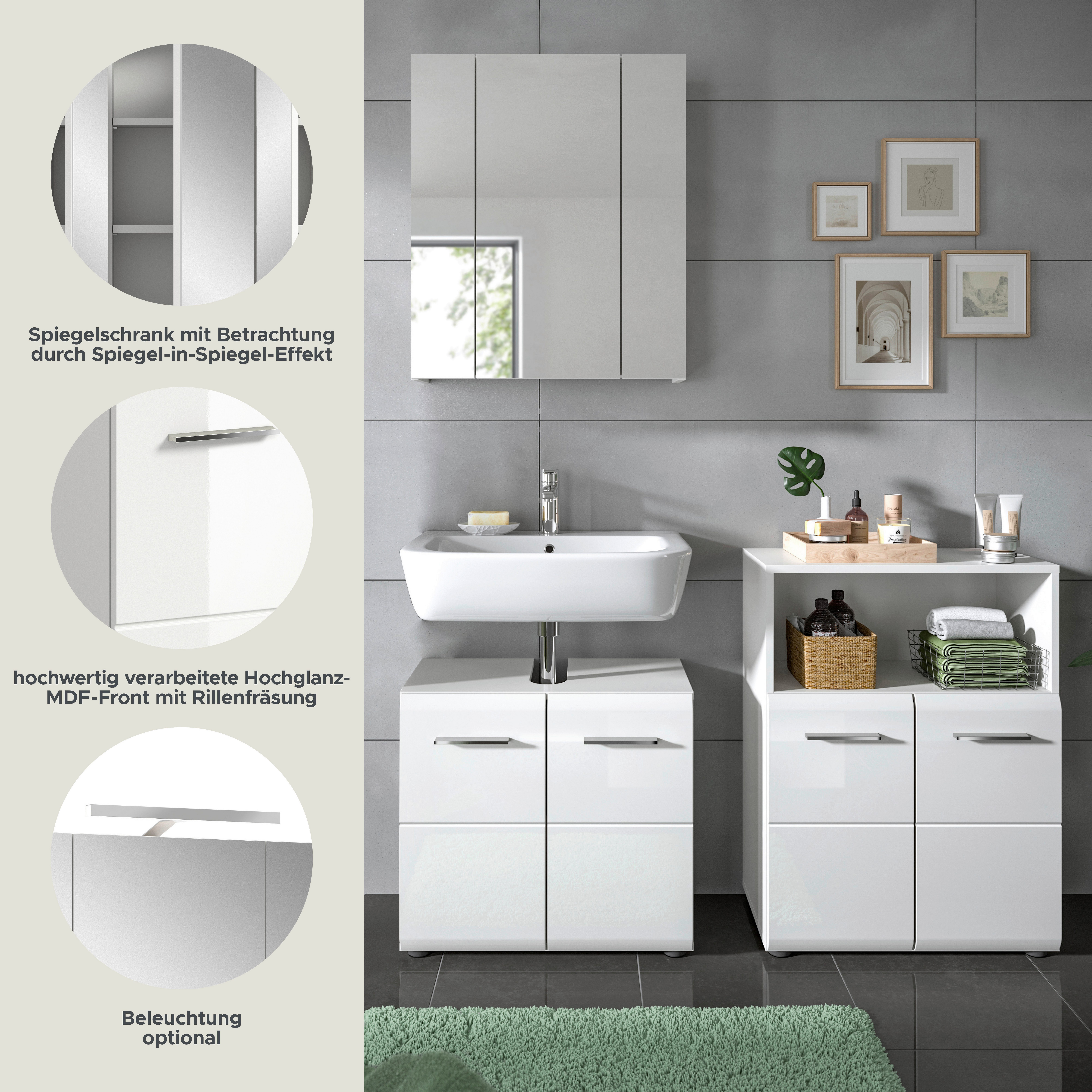 INOSIGN Badmeubelset FLORENZ, TOPSELLER!, 3-delige badcombinatie, hoogwaardige MDF-front
