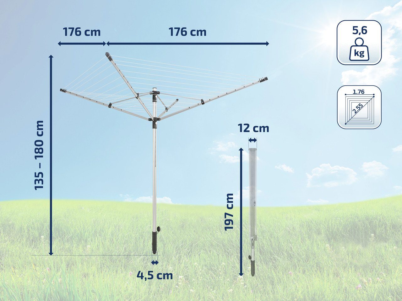 Leifheit Droogmolen LinoPush 500 zwart