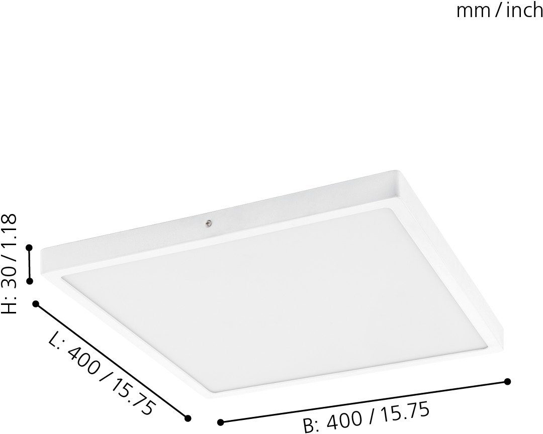 EGLO Opbouwarmatuur FUEVA 1 slank design, slechts 3 cm hoog (1 stuk)