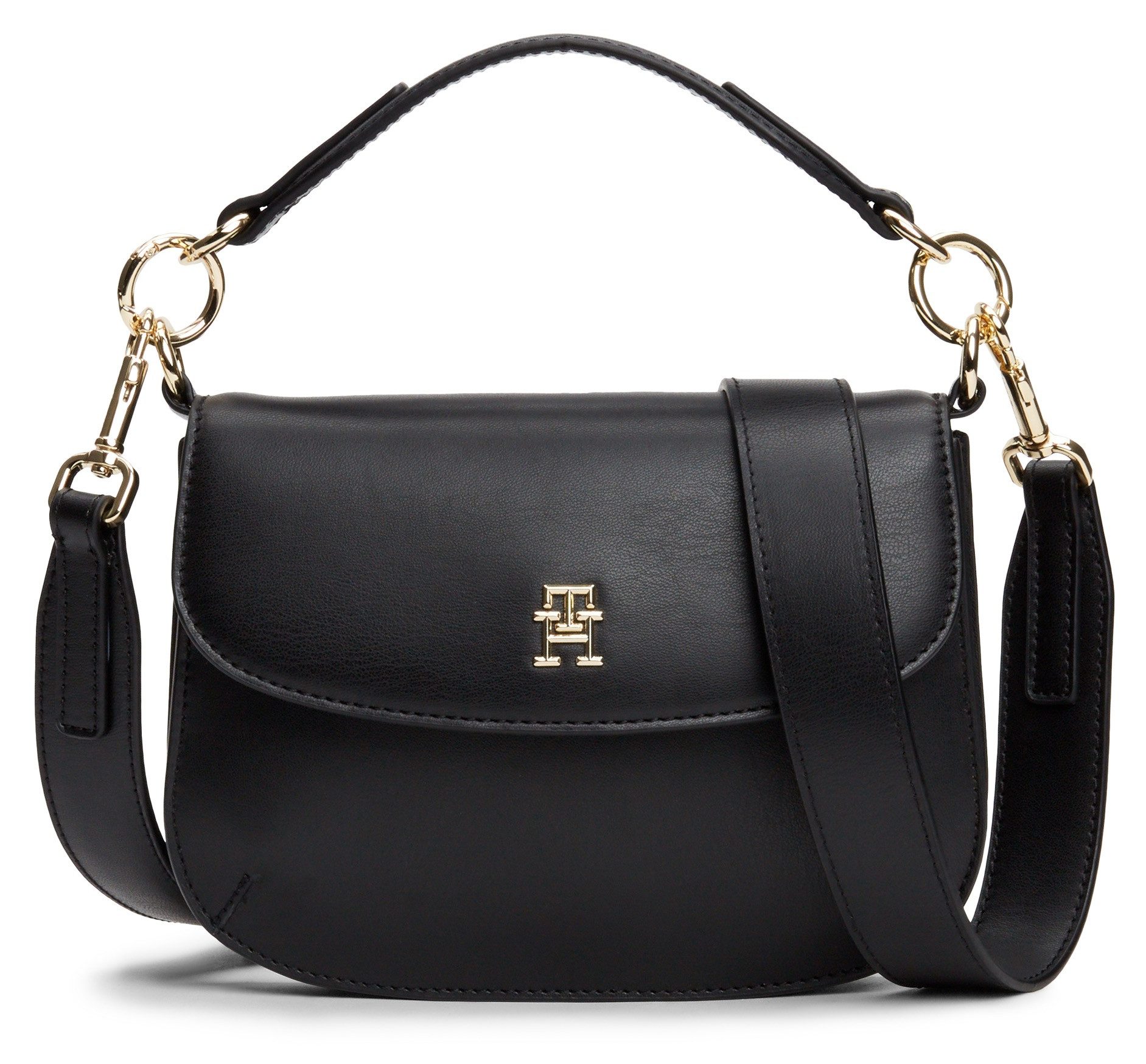 Tommy Hilfiger Zwarte Polyethyleen Handtas met Afneembaar Handvat Black Dames